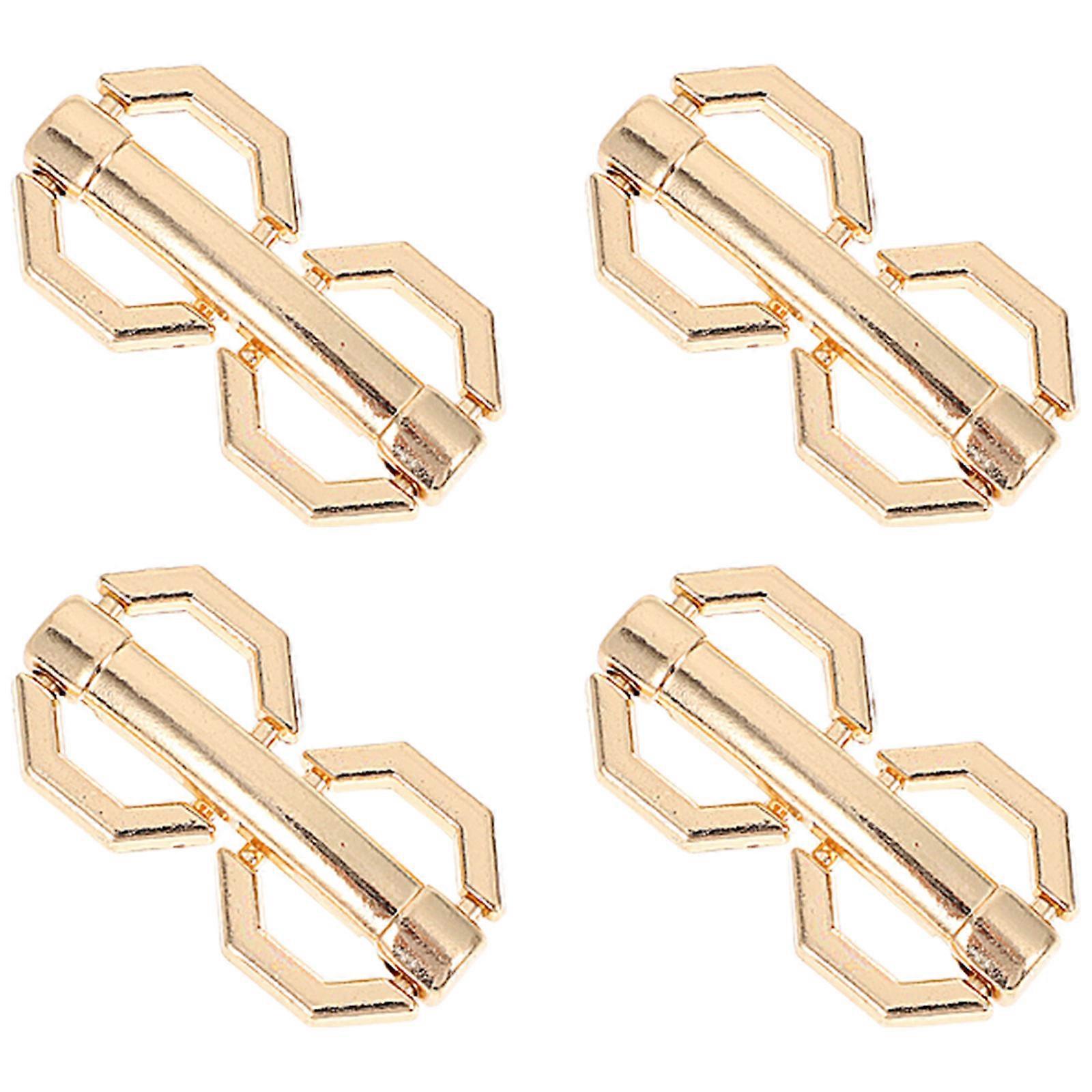 Golden Alloy Shoe Buckles for DIY Decoration with Two Rings Versatile 4 Pieces