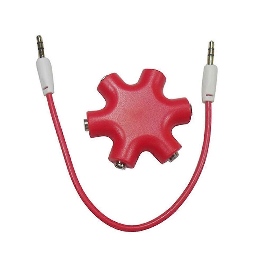 Split Audio Signal Snowflake Shape Headphone Splitter For Car Use Red Color 1Pcs
