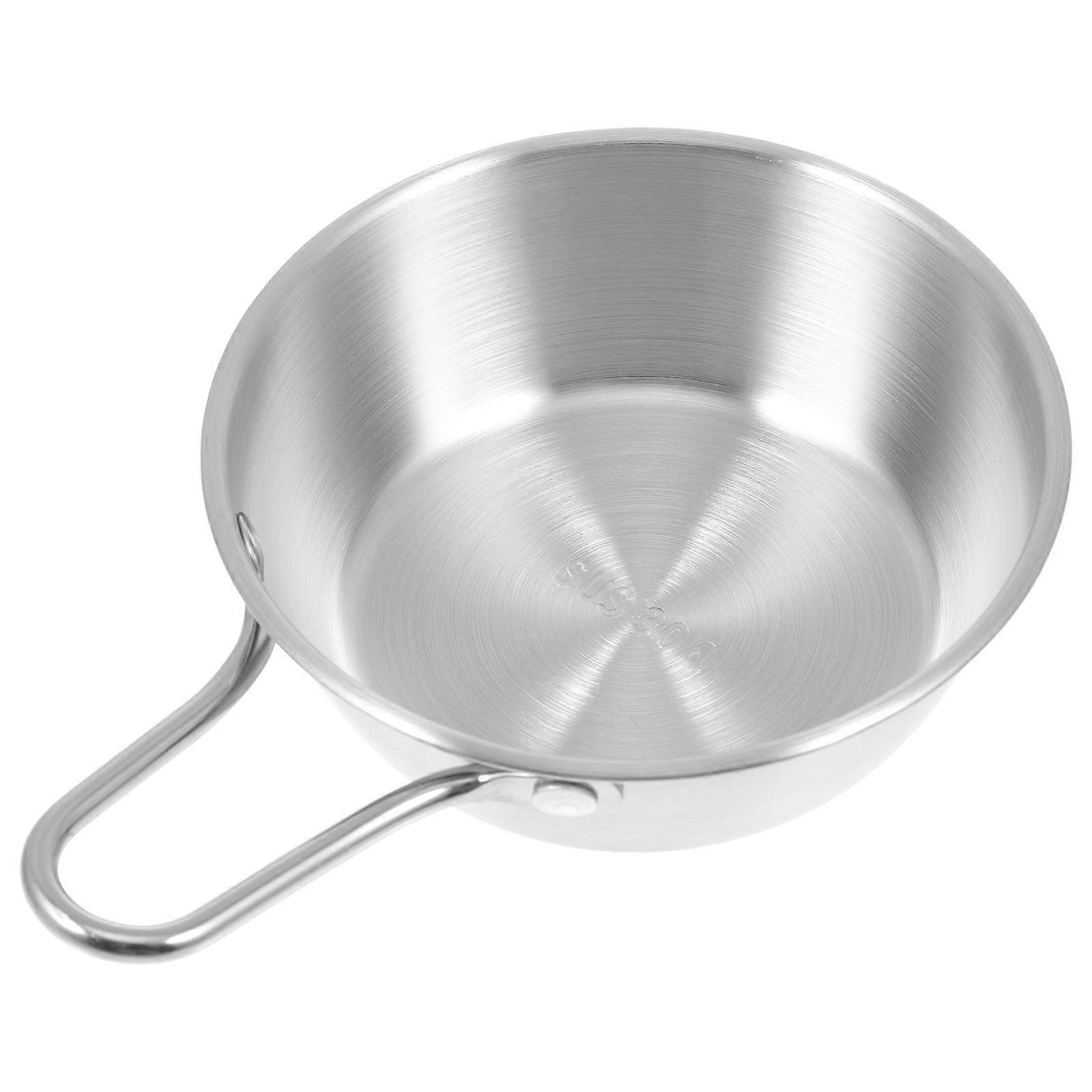 Round Stainless Steel Serving Bowl With Handle For Vegetables And Custard At Home In Simple Style 1 Pc
