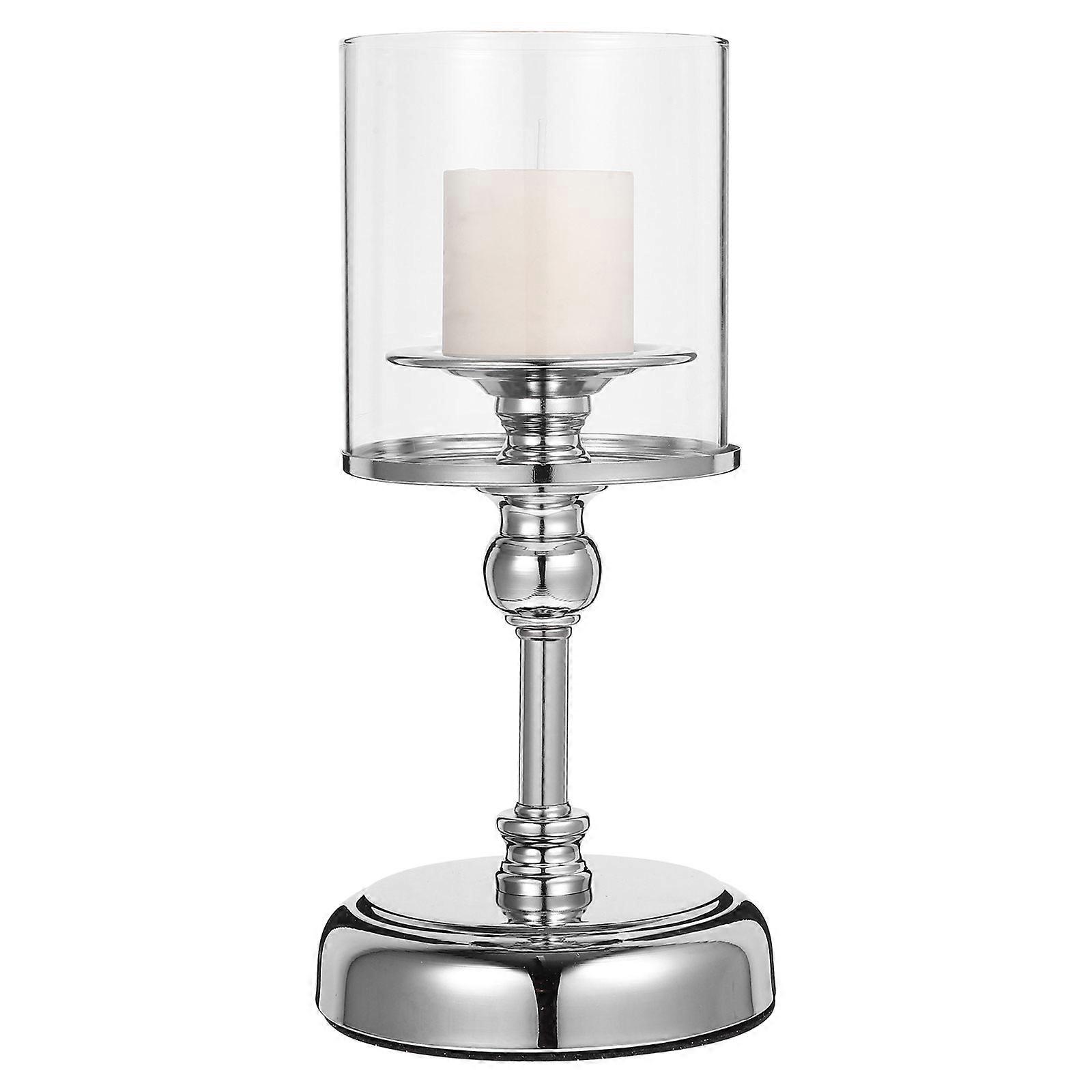 Metal Candle Holder For Wedding Table In Elegant Silver Design With Decorative Function 1Set