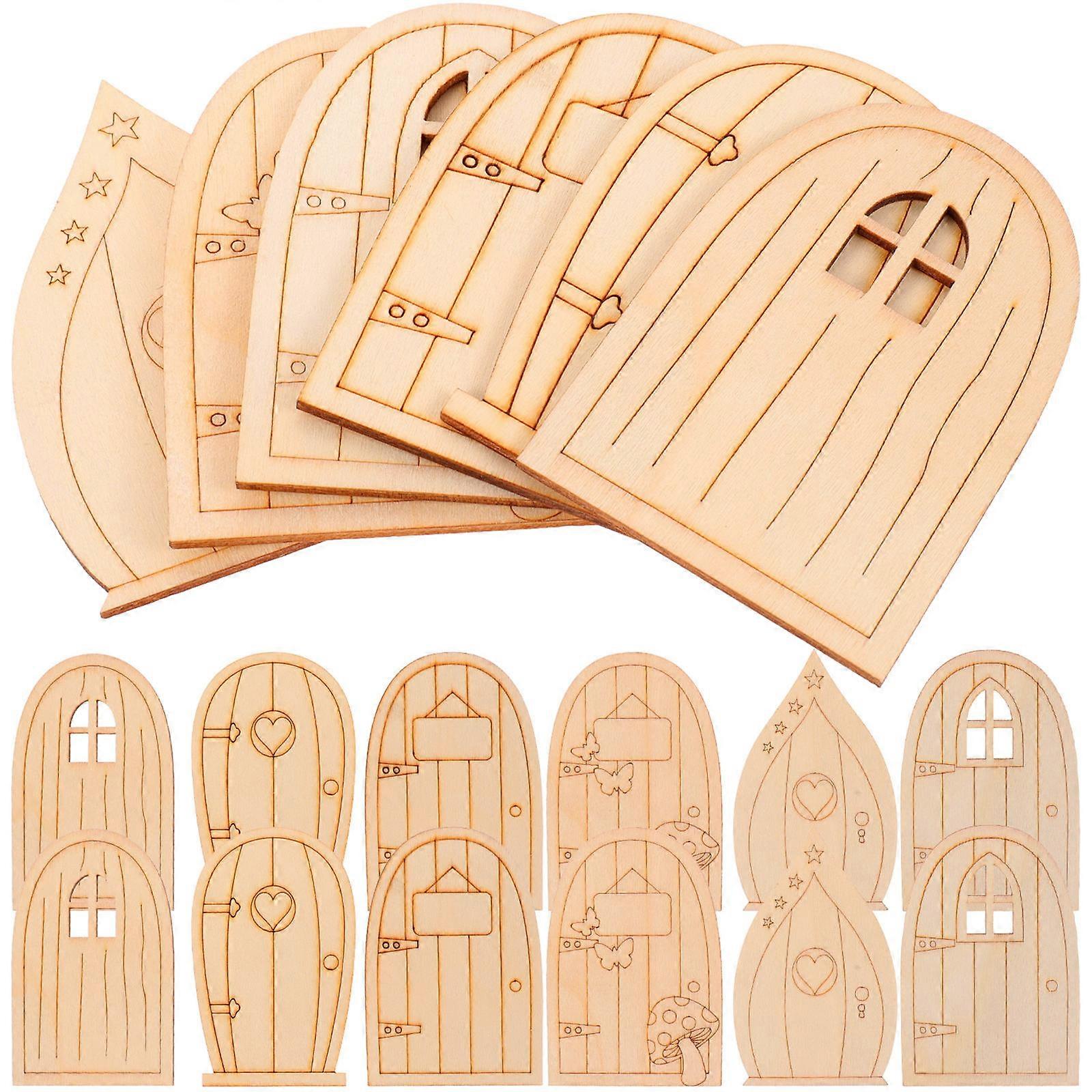 Miniature Wooden Fairy Doors Set for Garden Decoration – Creative Tree Dollhouse Decor, Unique Craftsmanship, Imaginative Play, Enchanting Fairy