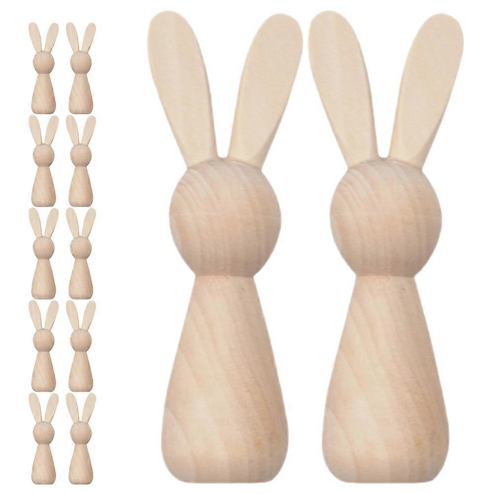 12pcs DIY Wooden Rabbit Figures for Easter Decoration – Smooth, Unfinished Bunny Ornaments for Crafting, Painting & Creative Projects – Safe Wood Peg