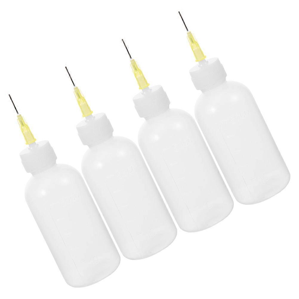 4pcs Plastic Needle Tip Glue Bottles for DIY Quilling Craft – Fine Tip Applicator with Bent Design for Precise Glue Confined Spaces, Reusable Squeeze