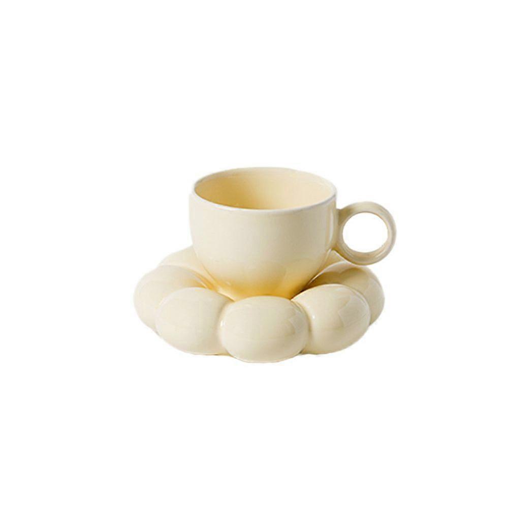 1 piece Creative ceramic coffee cup and saucer set Cute office latte cup 7oz capacity