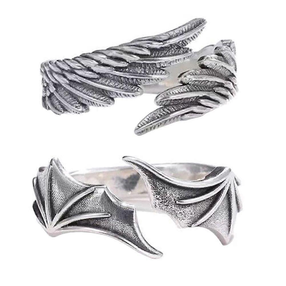 2pcs Bat Wing Adjustable Ring Angle Wing Open Ring Vintage Open Ring for Decoration