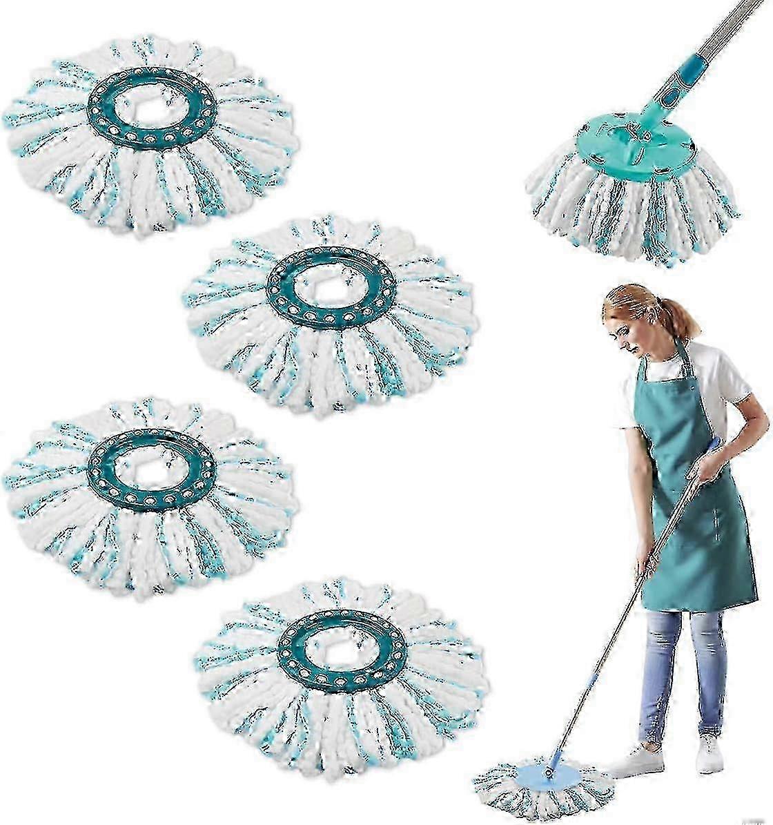 Microfiber Disc Mop Head Replacement Set, 4-Pack, Compatible with 2-Fiber Twist System