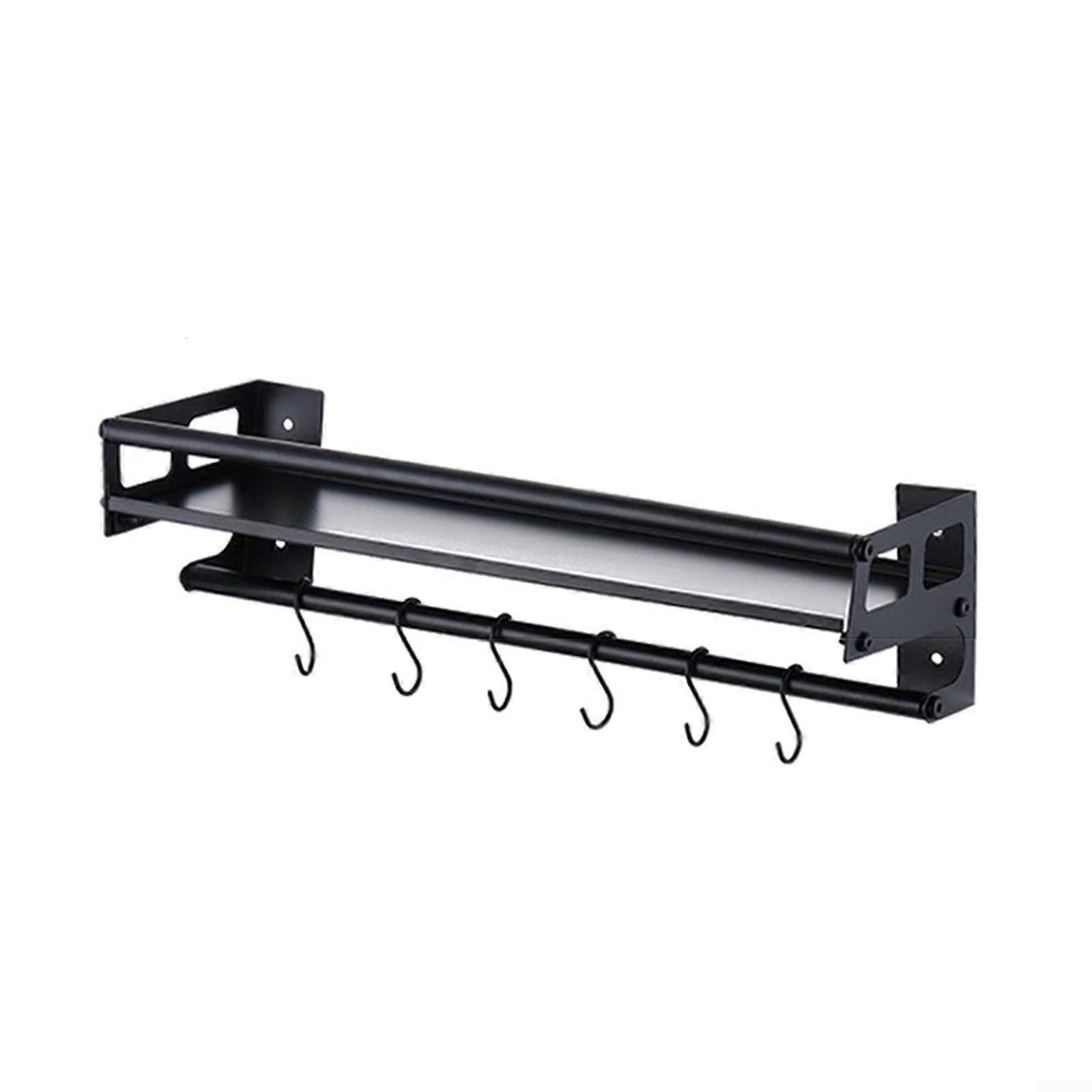 Enhance your kitchen with a magnetic refrigerator spice holder featuring eight practical storage hooks (black with hooks, 40 cm).
