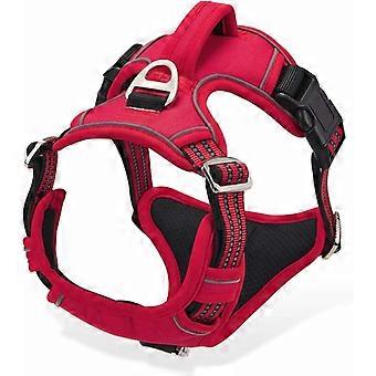 No-Pull Dog Harness, Adjustable Reflective Dog Harness with Breathable Handle, Red Model for Size M