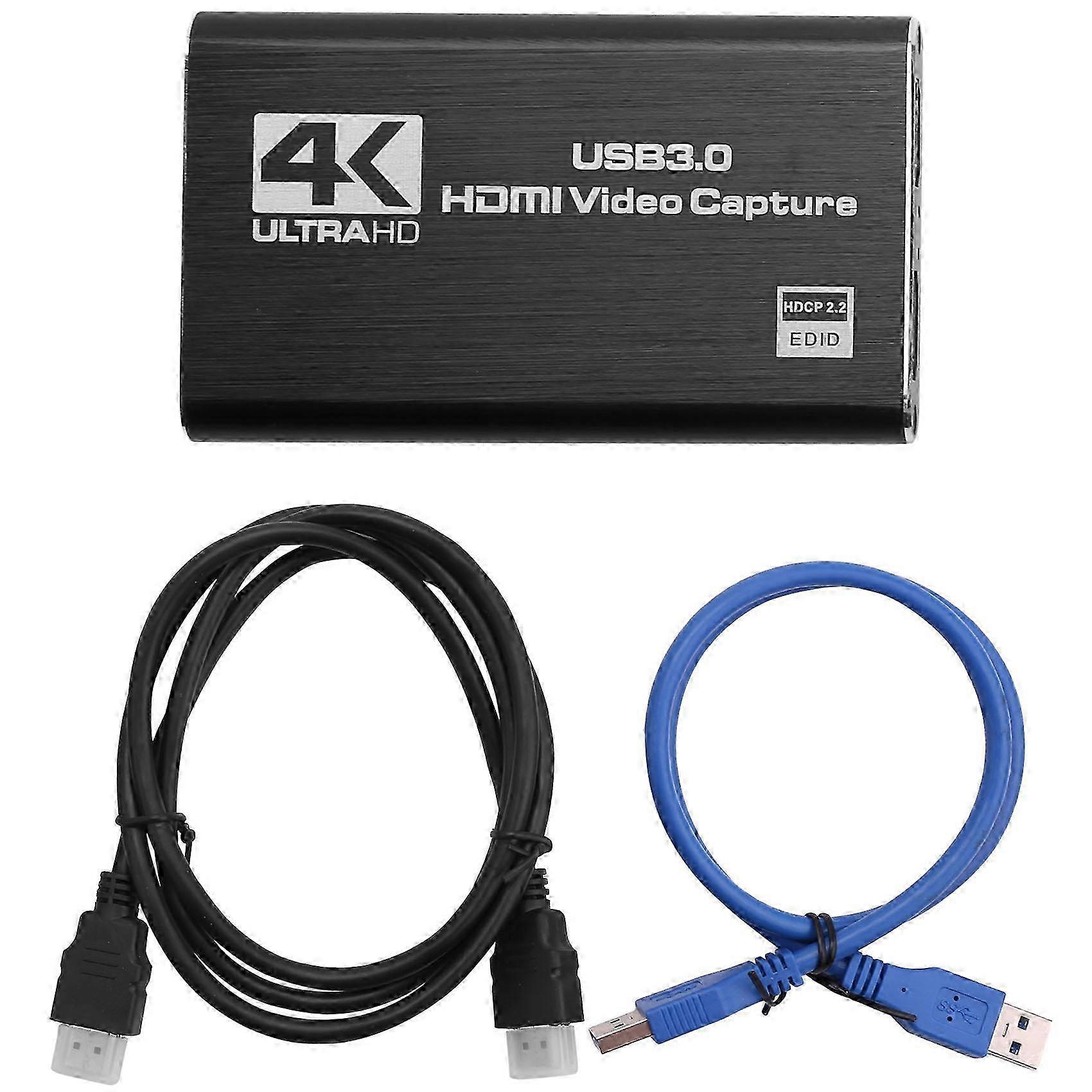 4K USB 3.0 Audio Video Capture Card til Gaming Streaming og Live Broadcasting - Capture Adapter Video Converter