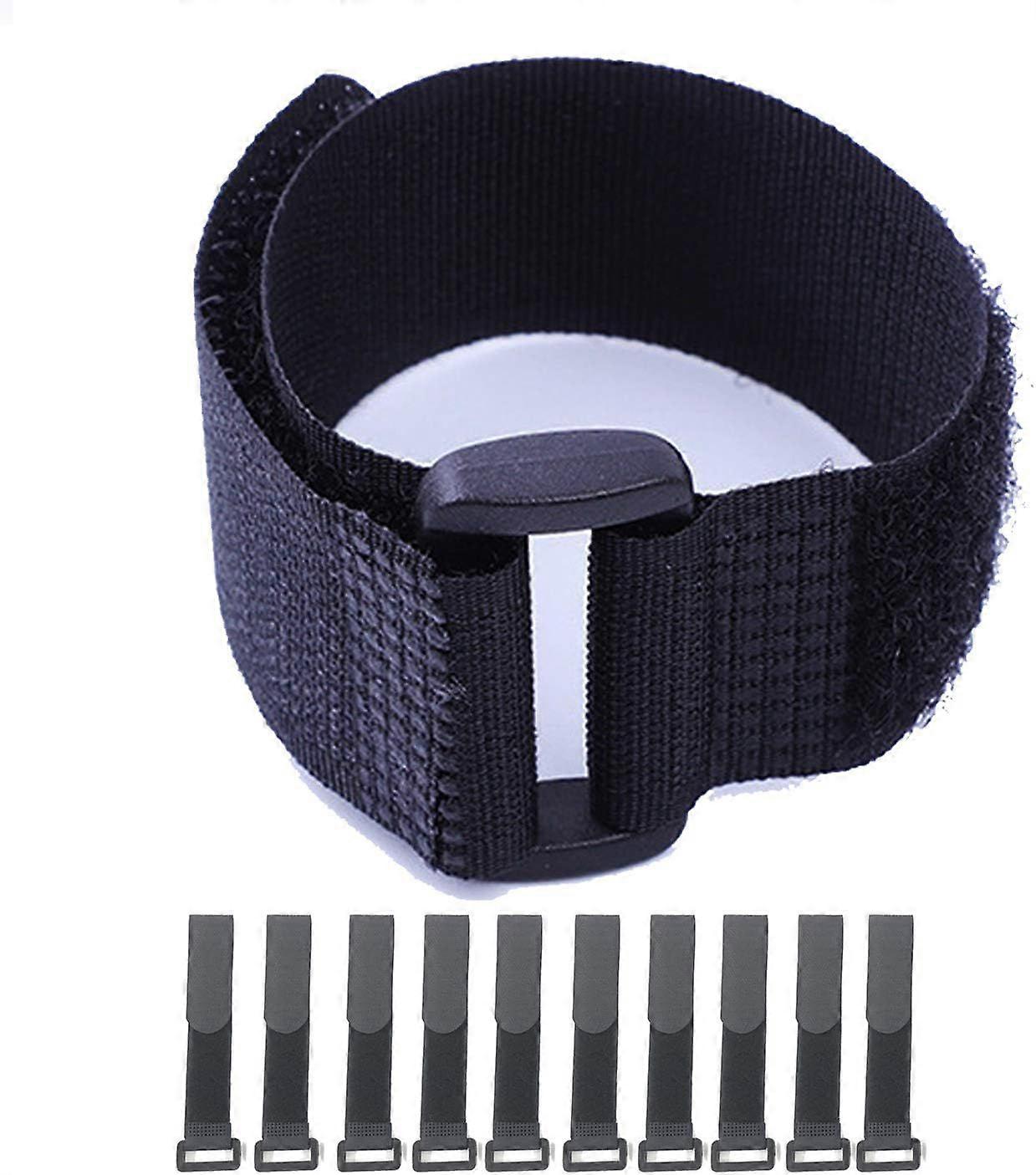 Fastening Hook and Loop Cable Straps,10Pack Black Self-Adhesive Cable Ties,Nylon Securing Straps with Buckles,Adjustable and Reusable Cinch Straps for