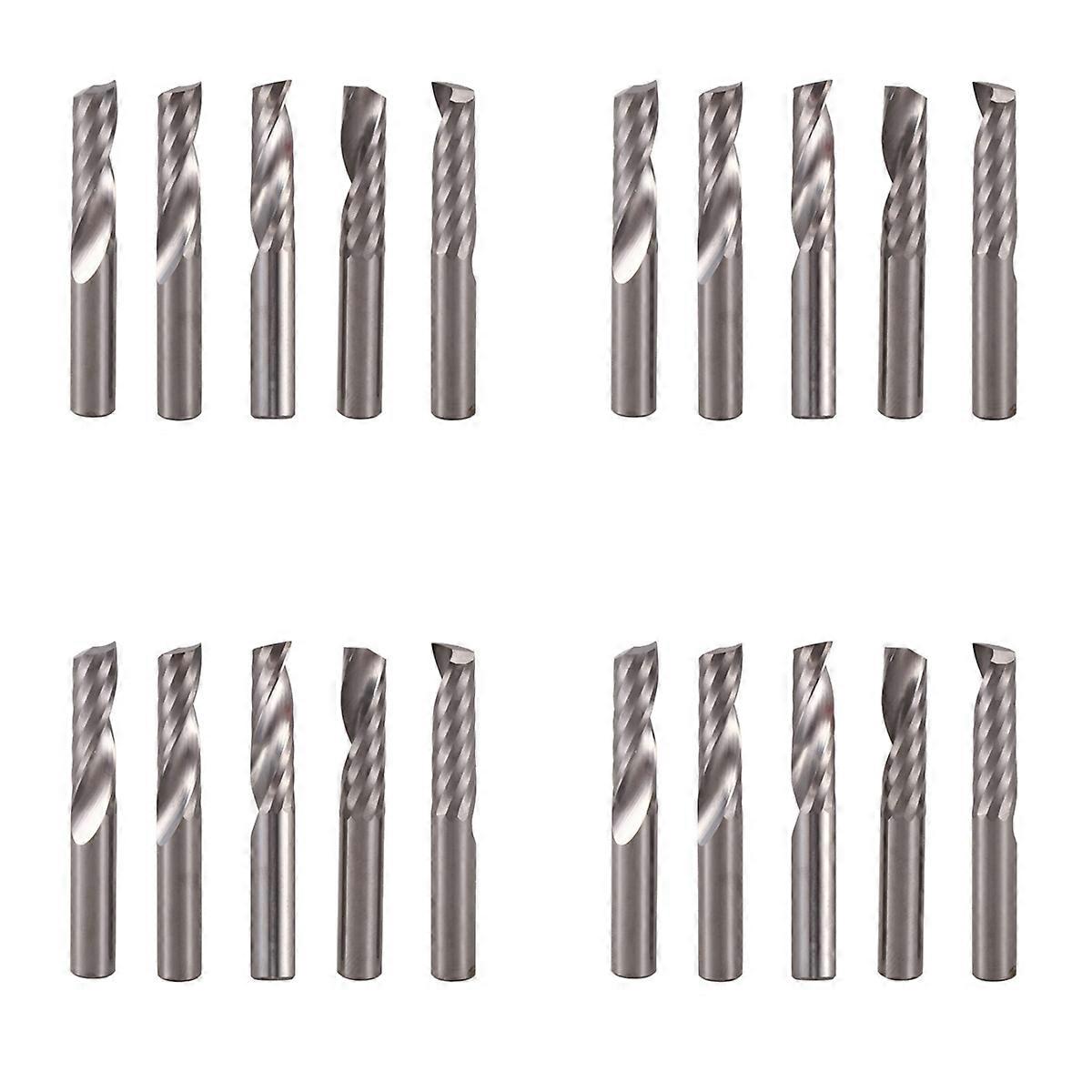 20Pcs 6mm 1/4 Inch Carbide Cnc Router Bits One Single Flute End Mill Tools 22mm