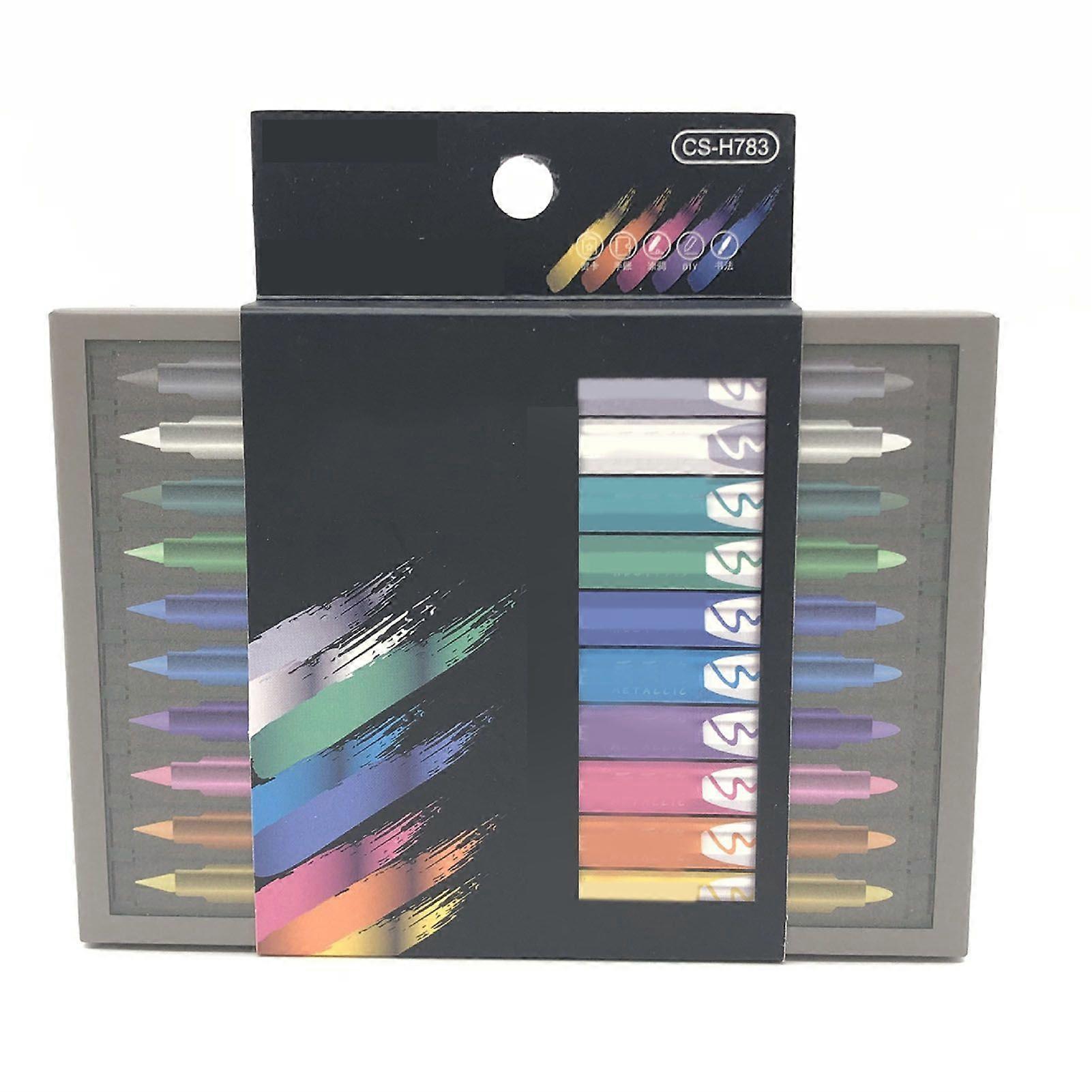 10pcs Dual Tip Watercolor Brush Markers 10 Metallic Color Dry Fast Watercolor Brush Pens with Plastic Shell