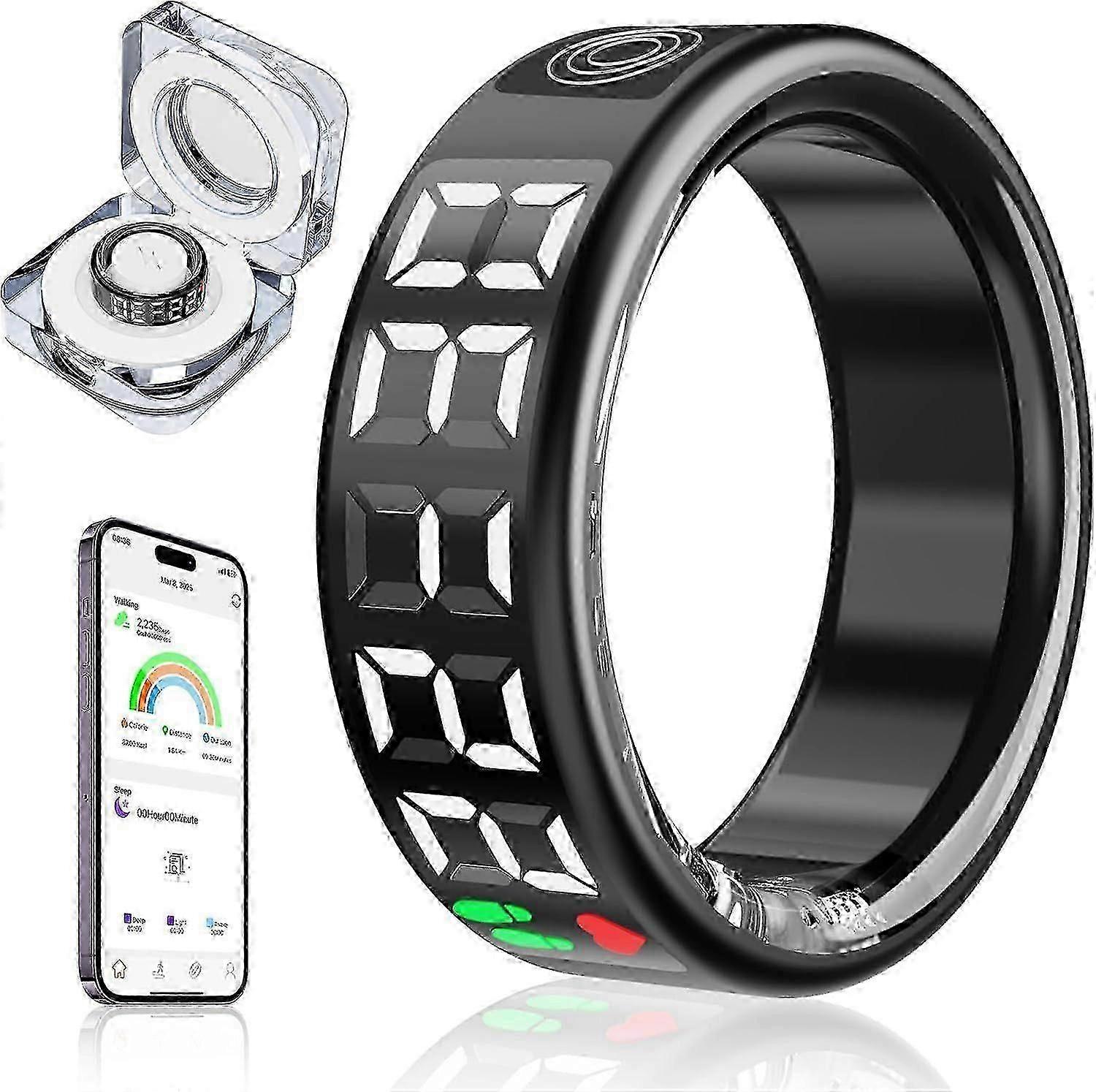 2025 Latest Model Smart Ring with LED Display - Stylish Black Design for Both Women and Men