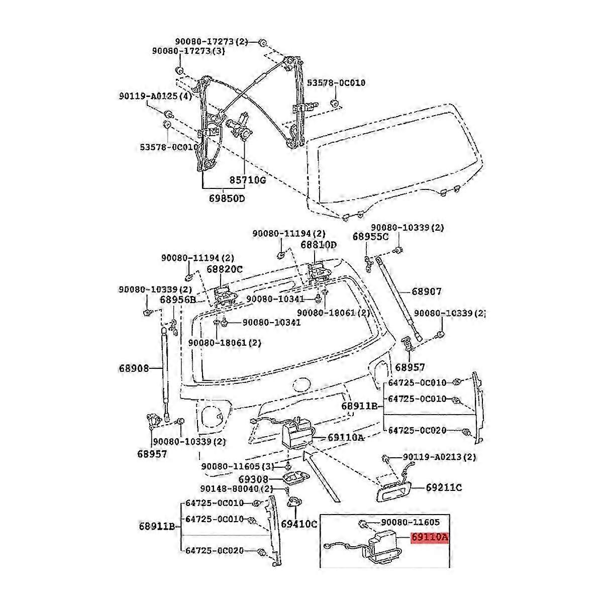 Power Liftgate Boot Trunk Lock Motor Actuator 69110-0C041 for