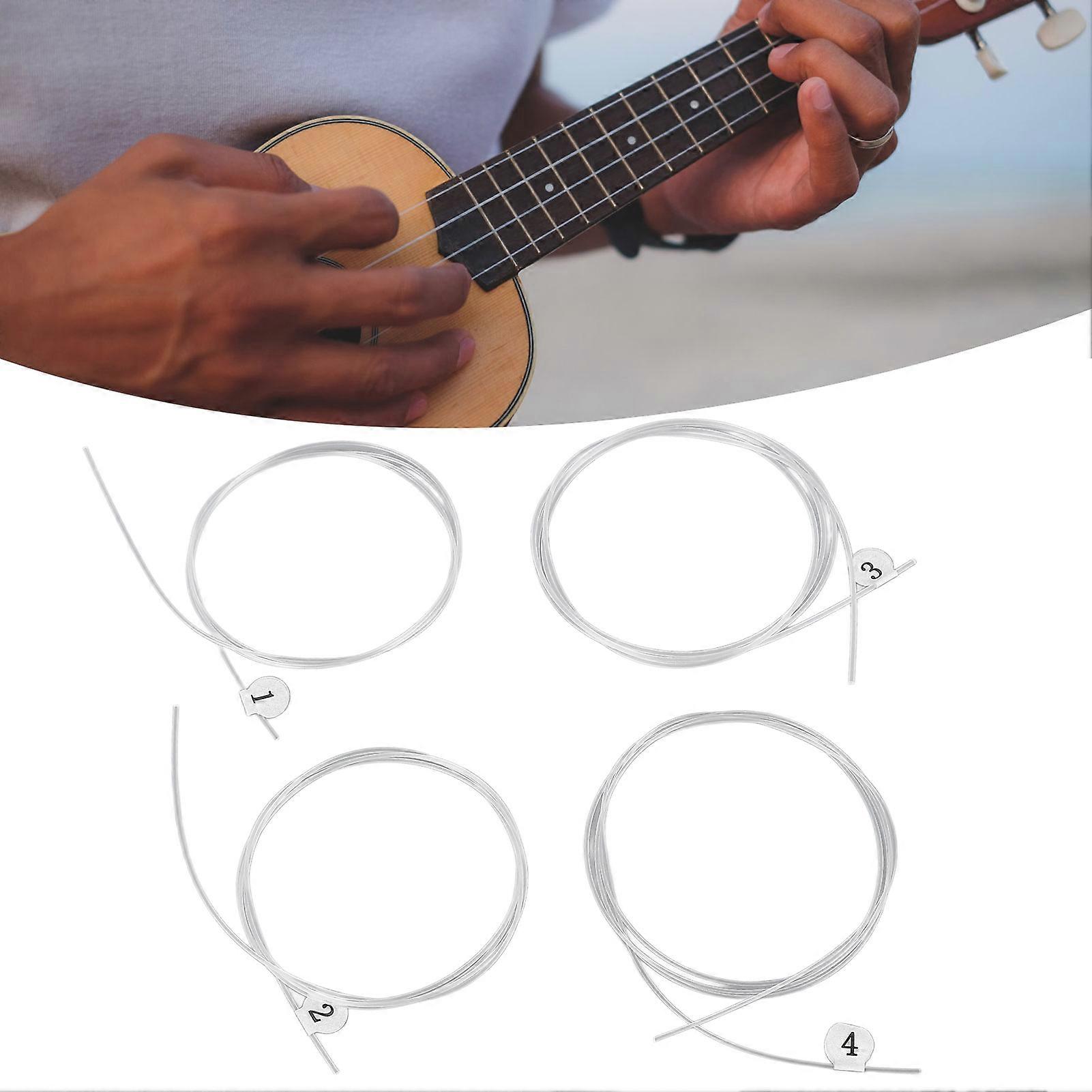 4Pcs Nylon Transparent Ukulele Strings Set Warm Timbre Sound
