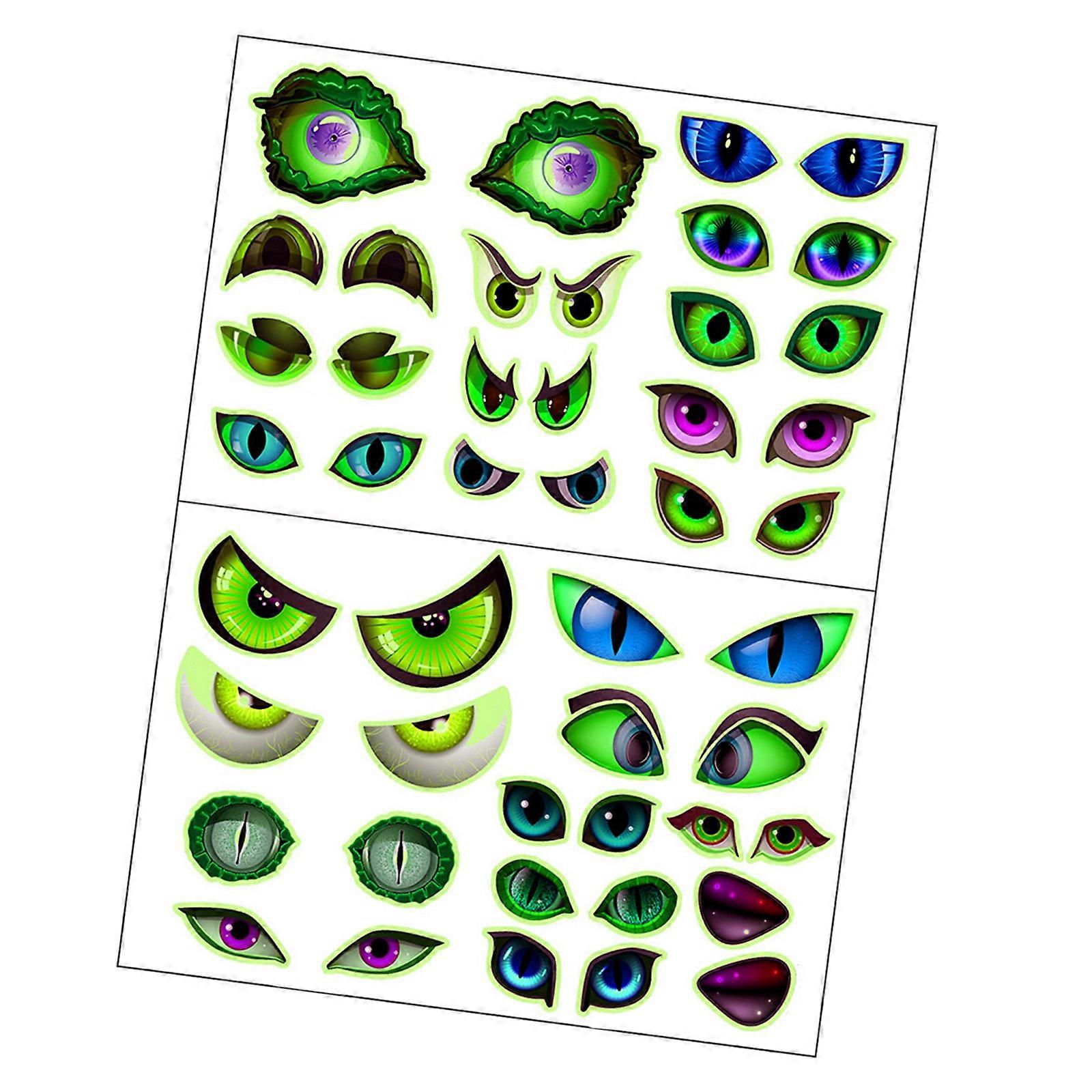 Efficient Glowing In Dark Halloween Wall Sticker User Friendly PVC Scary Eyes Decors For Home Party Setups Multicolor