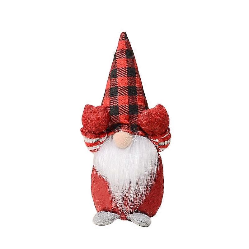Christmas plush doll, 21*8 cm, forest old man image with checkered cloth covering face