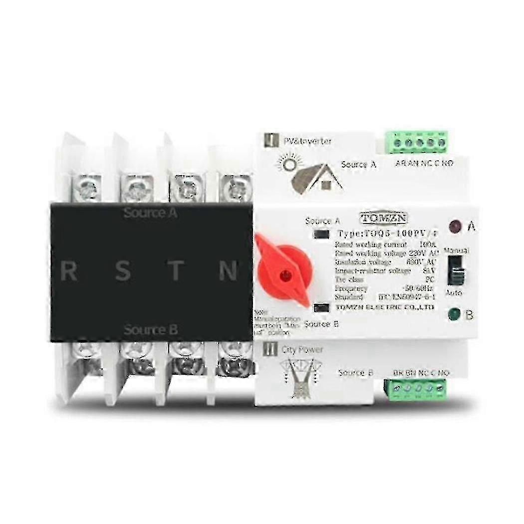 Din Rail 4P ATS Dual Power Automatic Transfer Switch for Uninterrupted Power Supply Electrical Selector Edition 0909