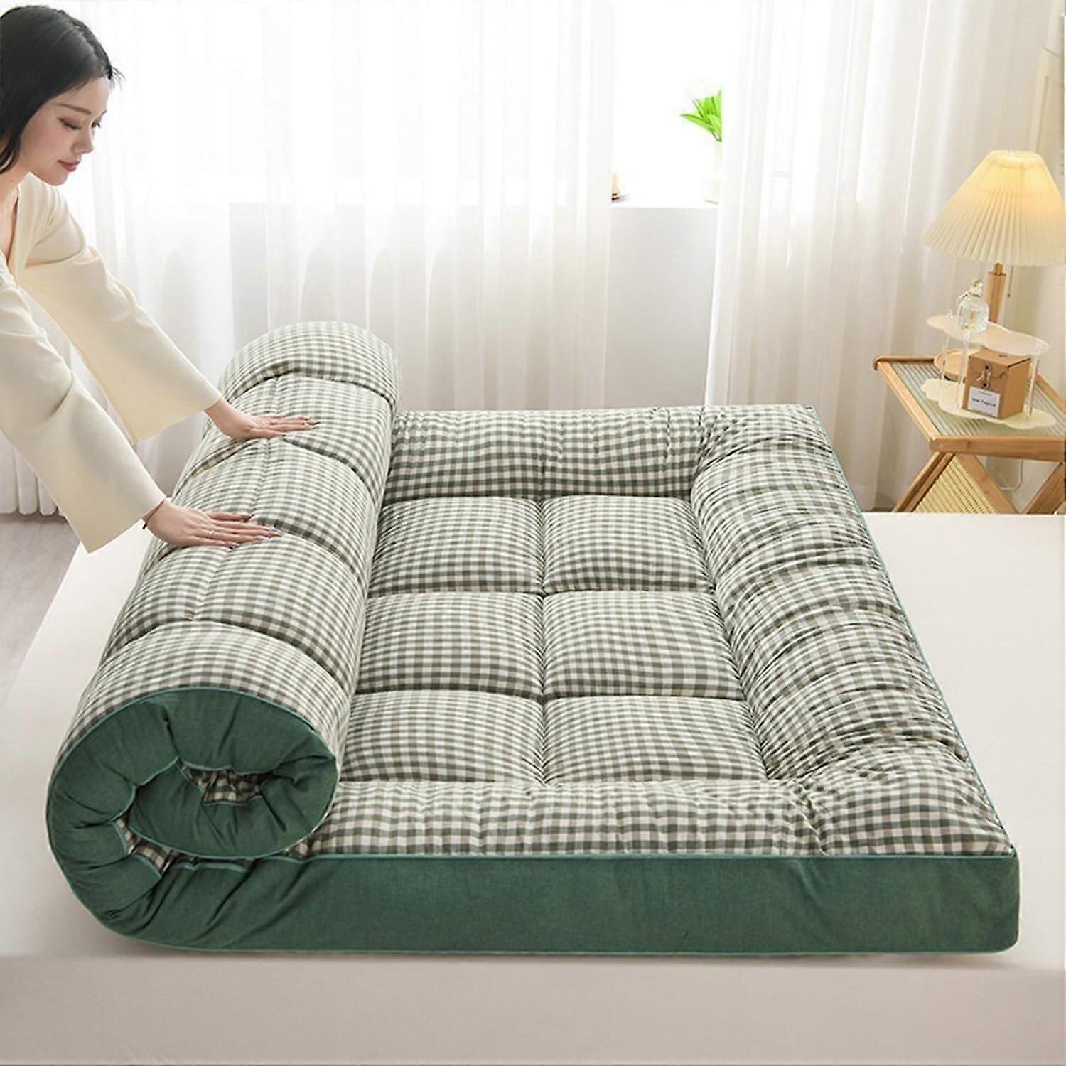 Japanese Futon Mattress Foldable With Breathable Microfiber Filling For Camping Dorms And Home Use Green 180x200cm