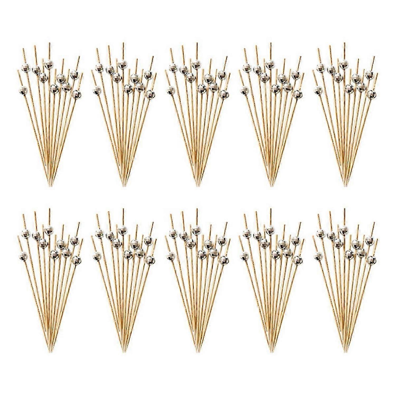 Disco Ball Decorative Toothpicks for Appetizers, Fancy Bamboo Skewers