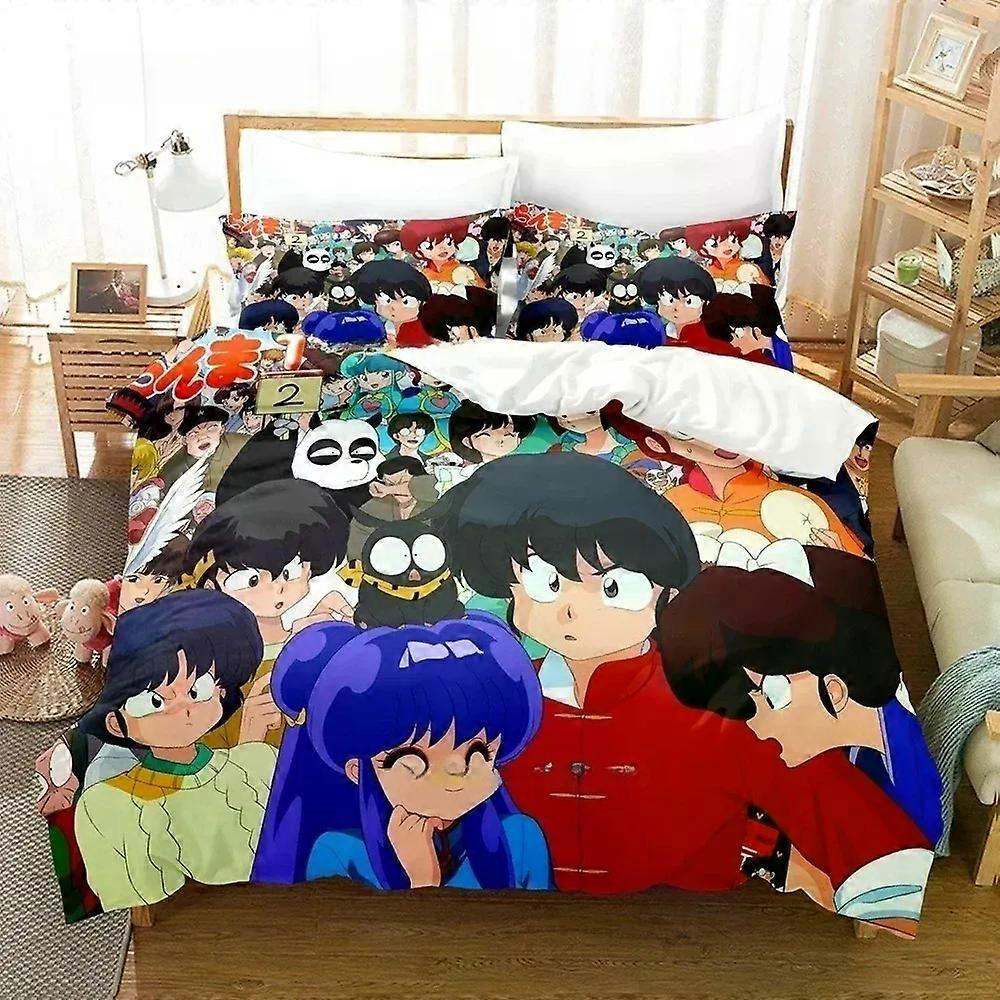TE1962 Ranma 1/2 Komplet pościeli Pojedynczy Twin Full Queen King Size Zestaw pościeli Dorośli chłopcy Sypialnia Poszwa na kołdrę Zestawy Druk 3D Anime