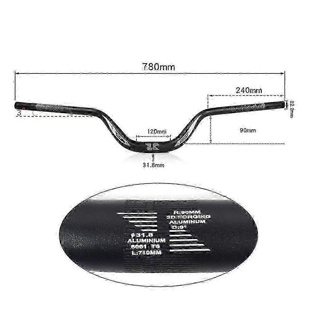 MTB Heightened risers Handlebar Crossbar With Large Angle Swallow Shaped Handlebar 720/780mm Biker Cycling Part