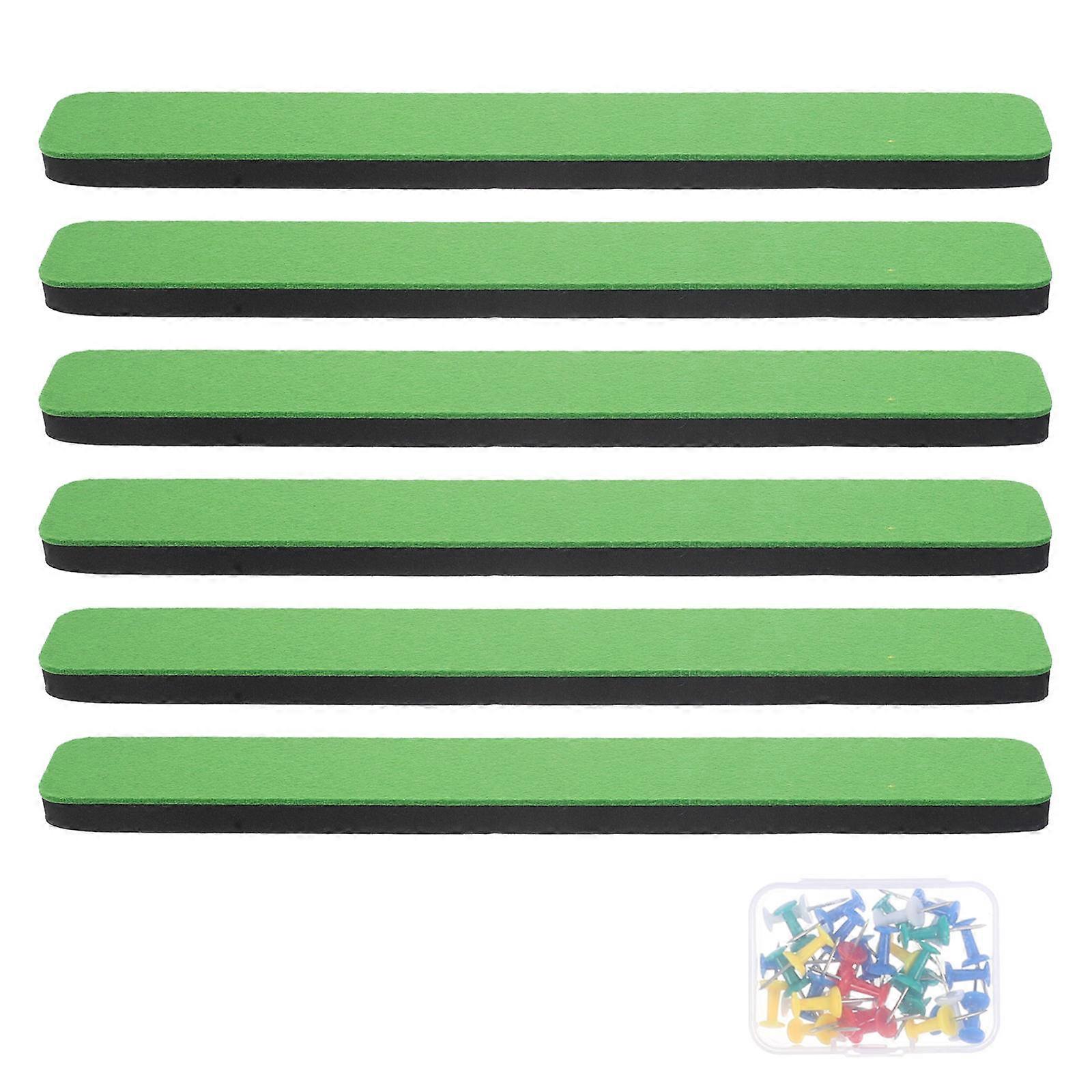 Felt Bulletin Board Strip for Memo Display with Pushpins 4Sets Green