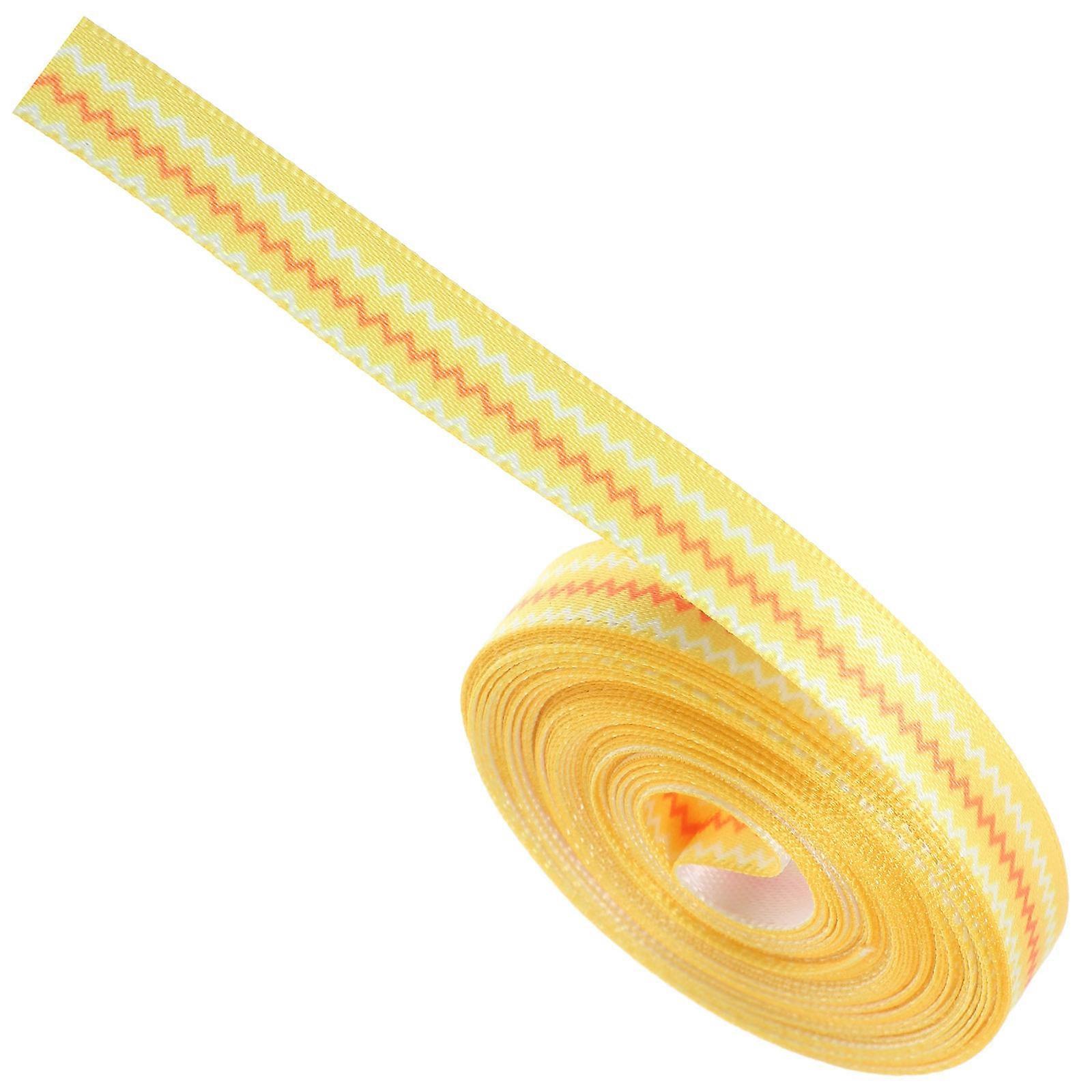 Polyester Easter Ribbon Gift Wrapping Ribbon for Decoration 4 Rolls Yellow