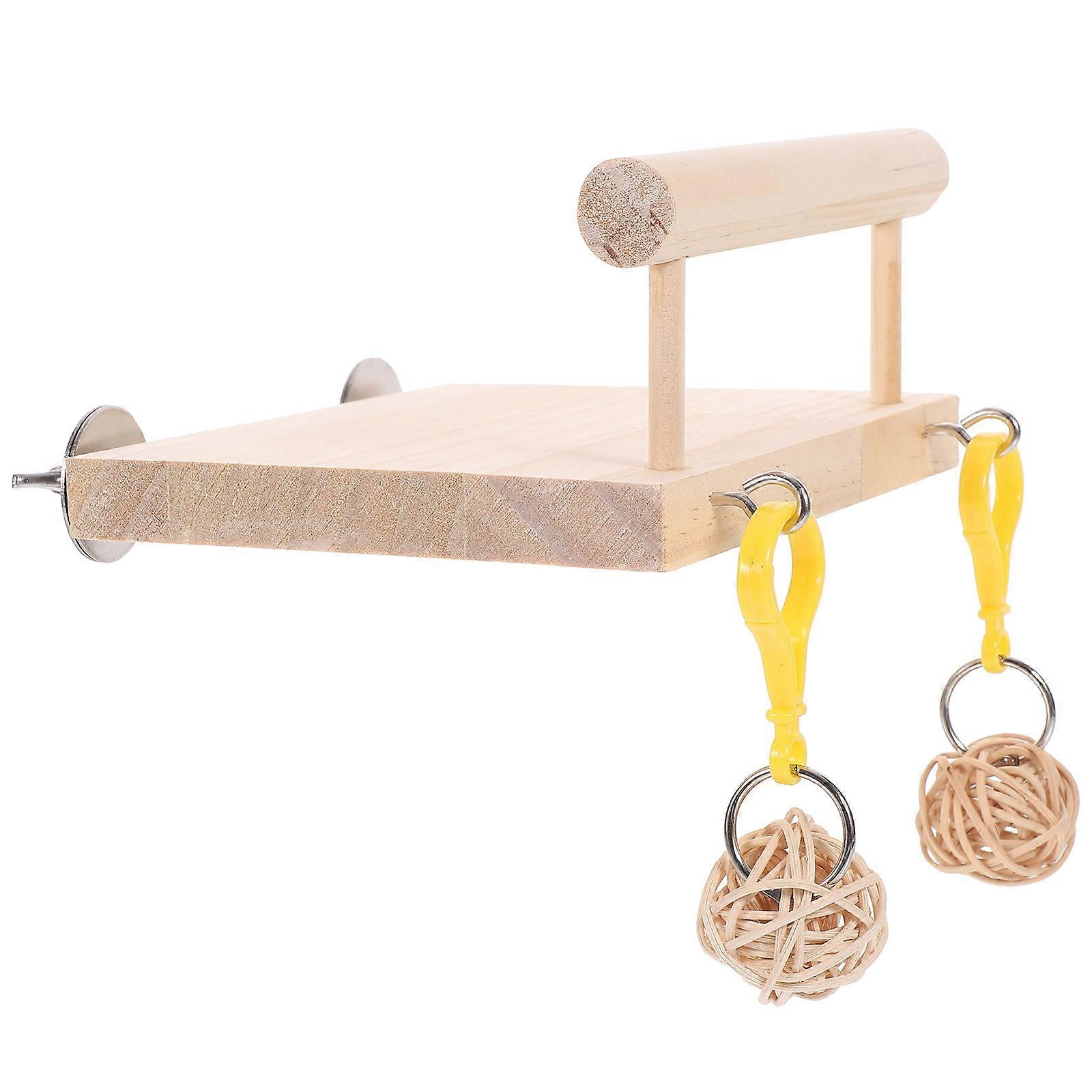 Bird Platform Wooden Parrot Cage Stand for Exercise 4Pcs Durable Perches