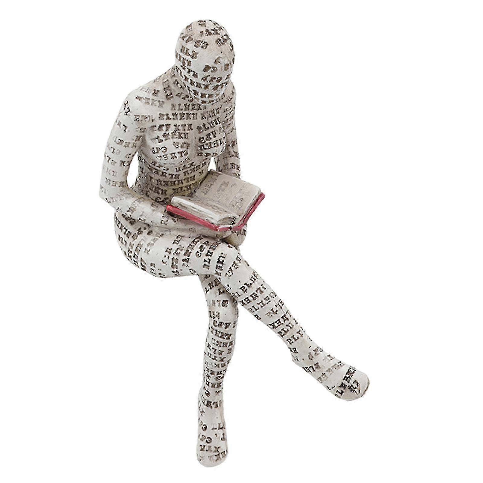 Reading Woman Resin Figurine Pulp Molding Bookshelf Ornaments for Home Decor