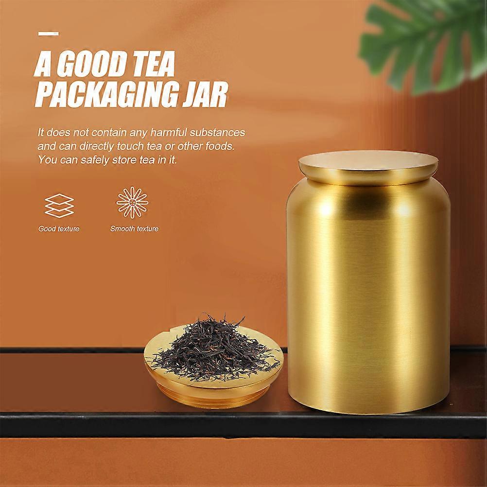 Metall Teevorratsbehälter Teeblätter Keeper Heimgebrauch Messing Golden luftdicht 1Set