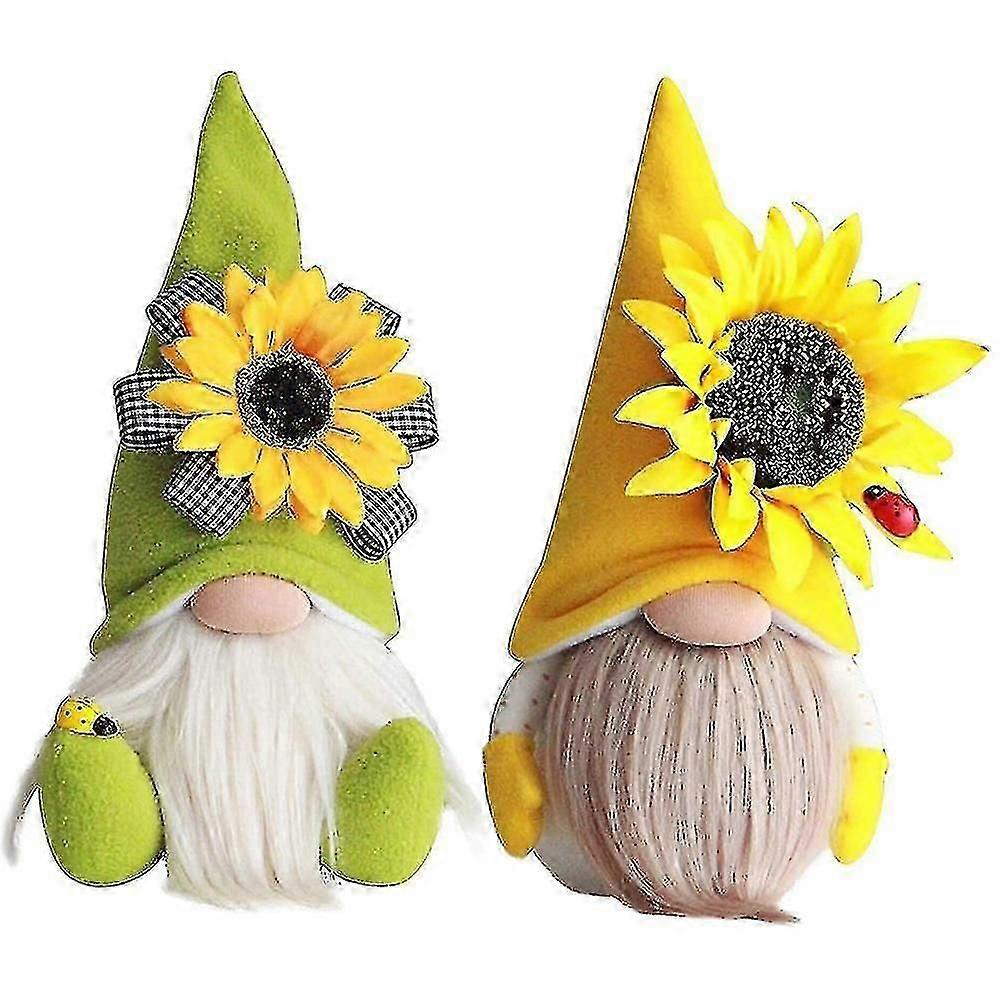 2 Pcs Sunflower Gnome Summer Gnomes Plaid Sunflower Gnome Ornaments Sunflower Decor (haoyi)