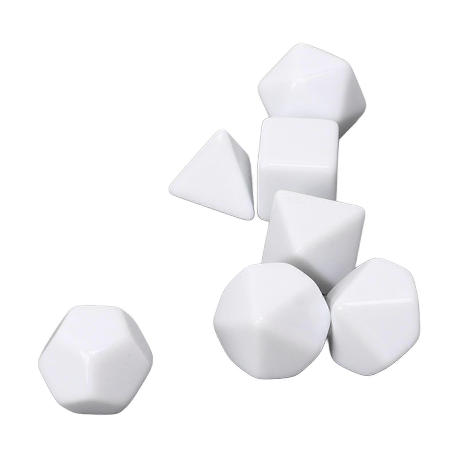 14pcs White Blank Polyhedral Dice Set for Board Games & Teaching