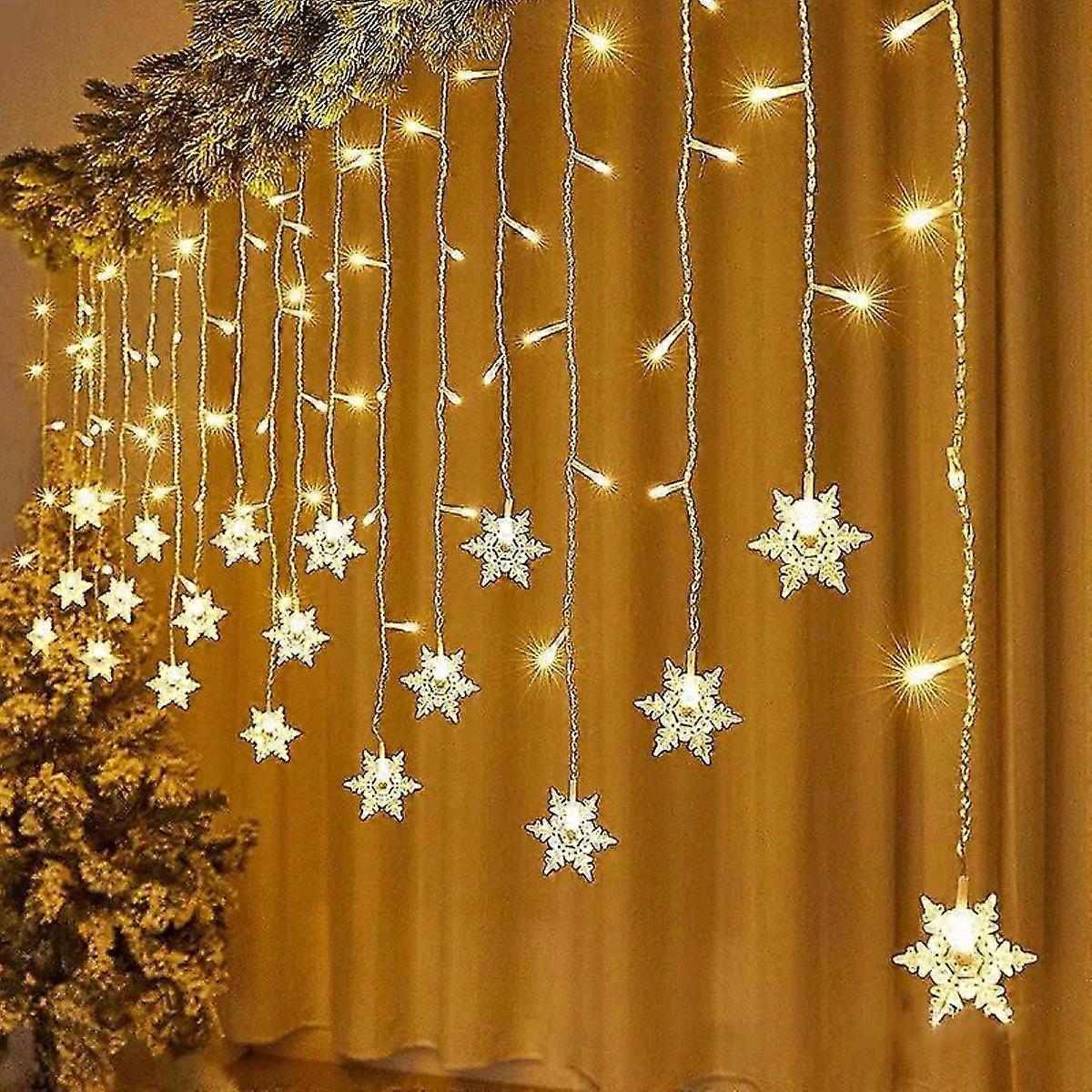 2025 Advent Calendar Christmas Light 3.8m Led Snowflake Curtain Garland Fairy String Lights Outdoor For Home Party Garden New Year Decoration