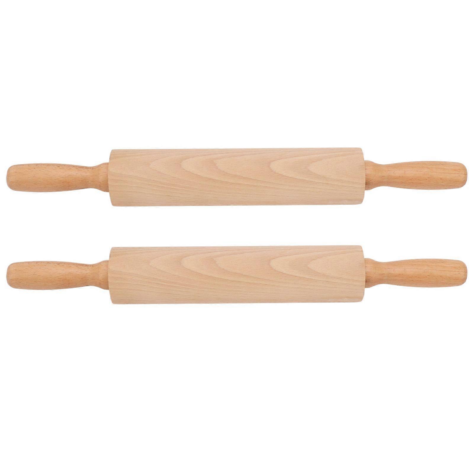 2Pcs Wooden Rolling Pin Sturdy Beech Comfortable Handle Smoothing Small Rolling Pin for Home Kitchen Cake