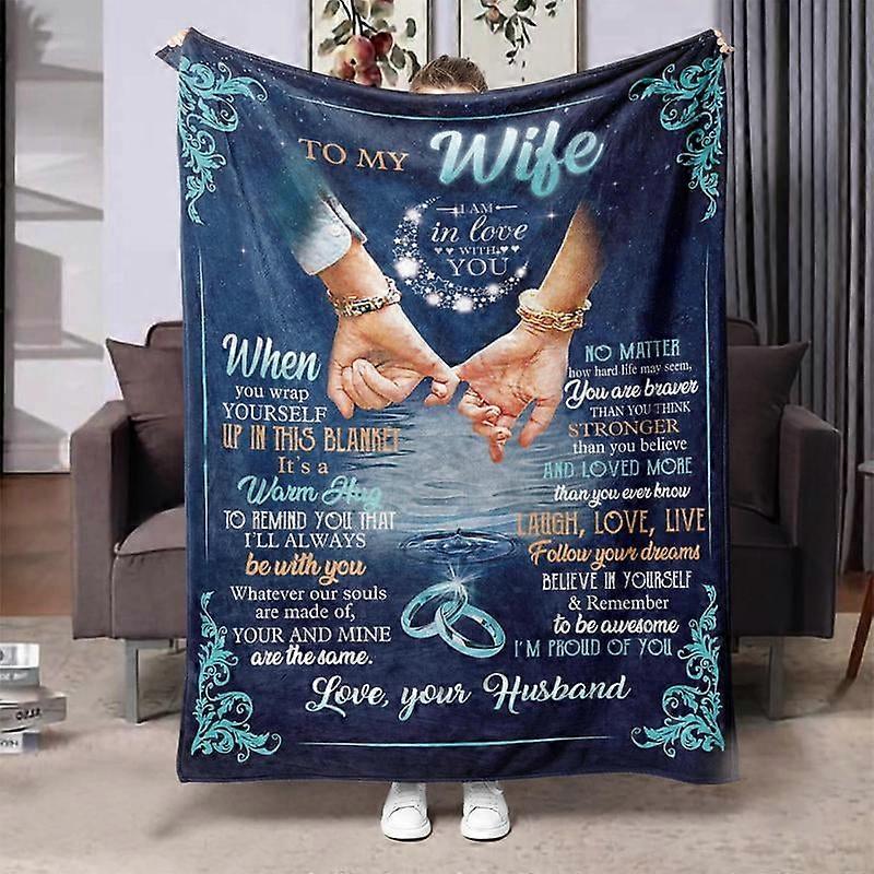 Romantic Letter Print Cozy Blanket, 1 Count Soft Comfortable Warm Napping Throw, Sleeping Bedding Supplies for Home Office Travel