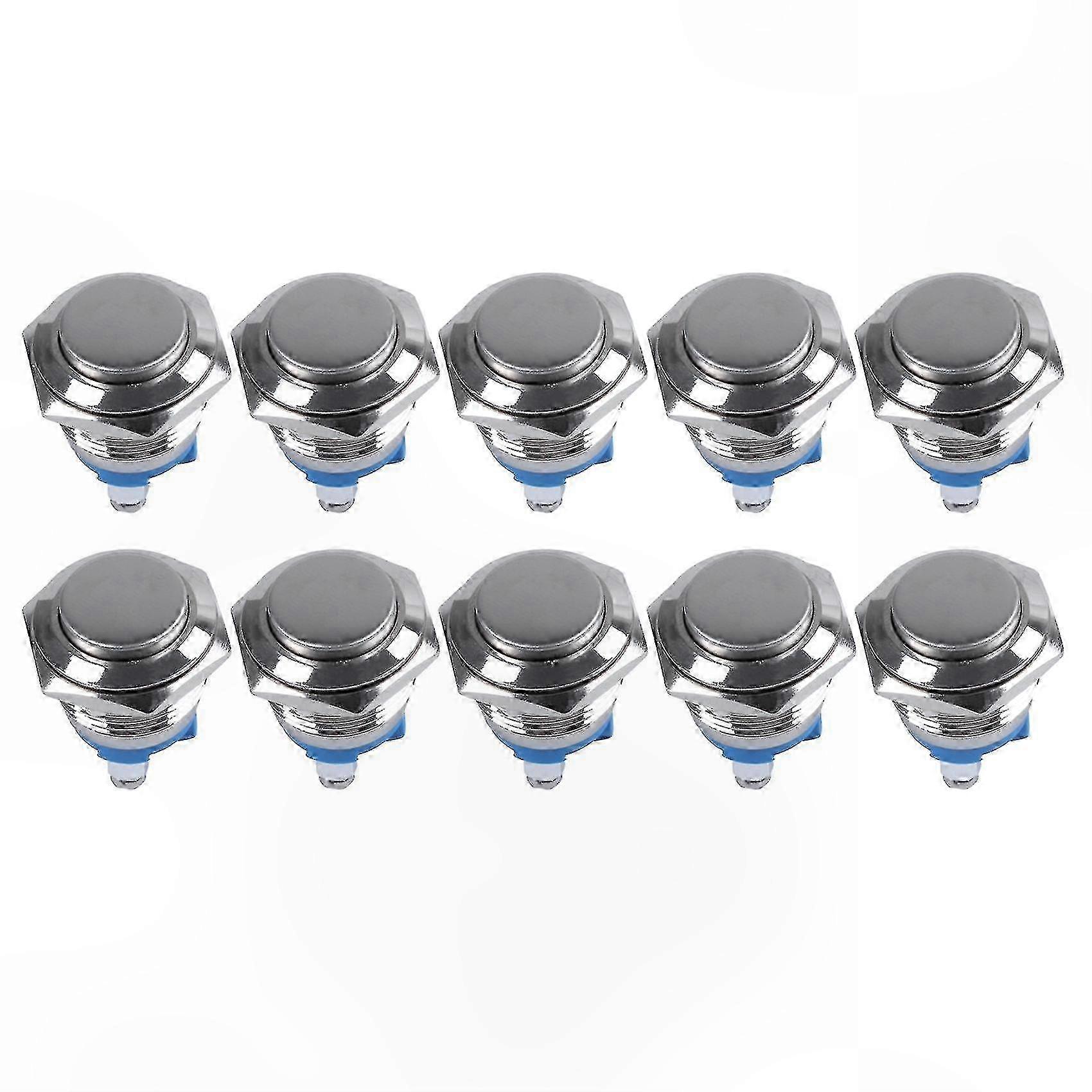 16mm Metal Push Button Switch, 10-Pack Round Momentary On/Off Control