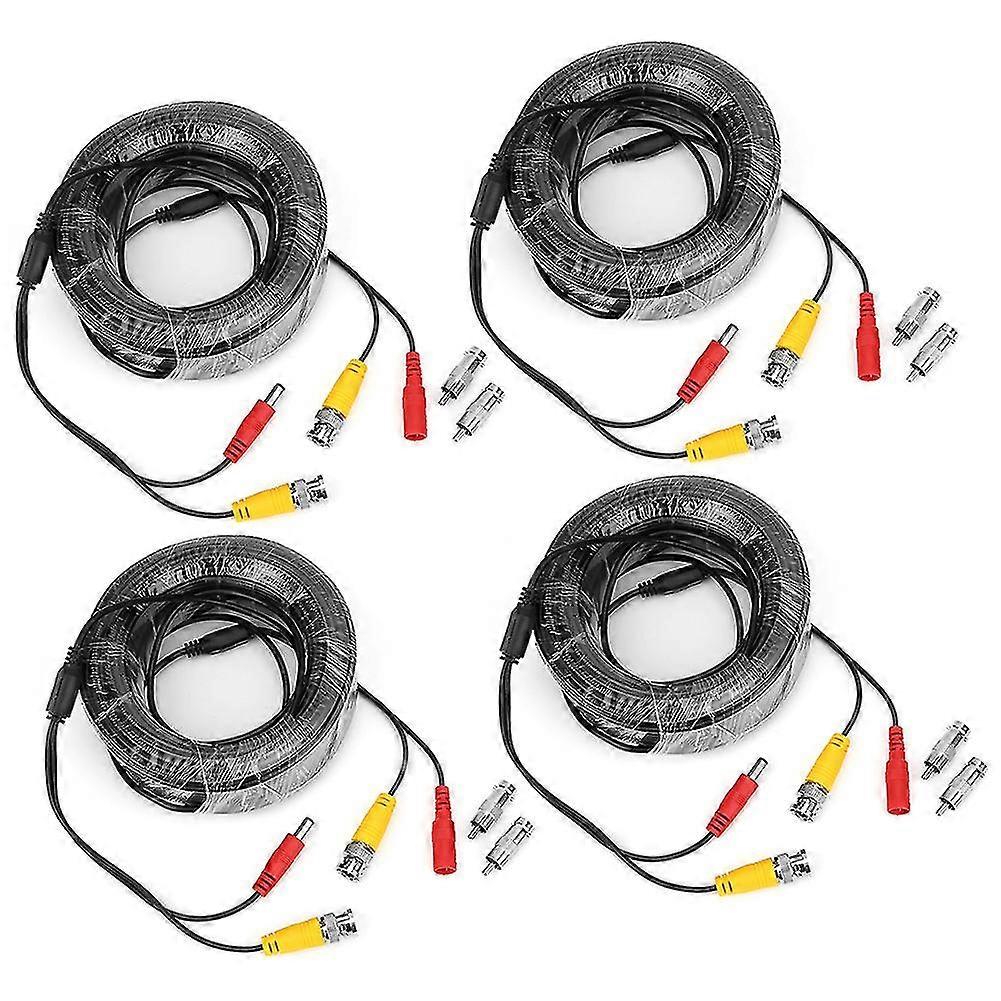 4Pcs BNC Video Power Cable CCTV Wire Cord Security System Accessories 2025