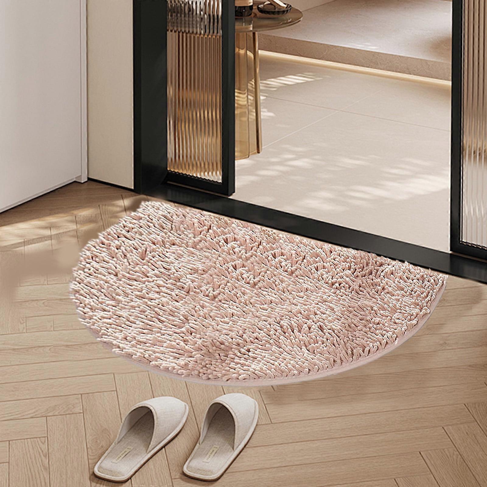 WSBDENLK Bathroom Rug 16"x24" Semicircle Beige, Soft Absorbent Memory Foam Mat, Non-Slip Plush Floor Mat, Washable Microfiber