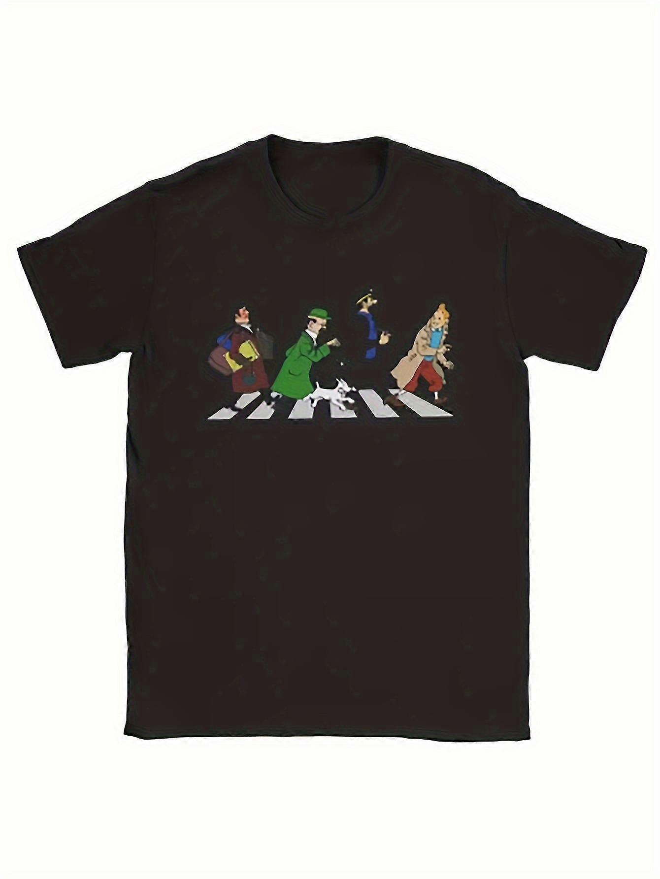 Men'S Graphic T-Shirt Featuring Captain Haddock - Made of 100% Fabric, with a Round Neck And Short Sleeves. It Comes in Black Ador-ZDGJL86