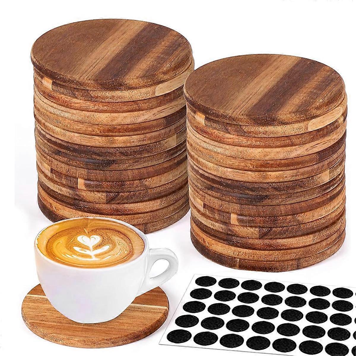 26 Pieces Unfinished Wood Coasters, 4 Inch Round -Wooden Coasters for Crafts with Non-Slip Silicon Dots