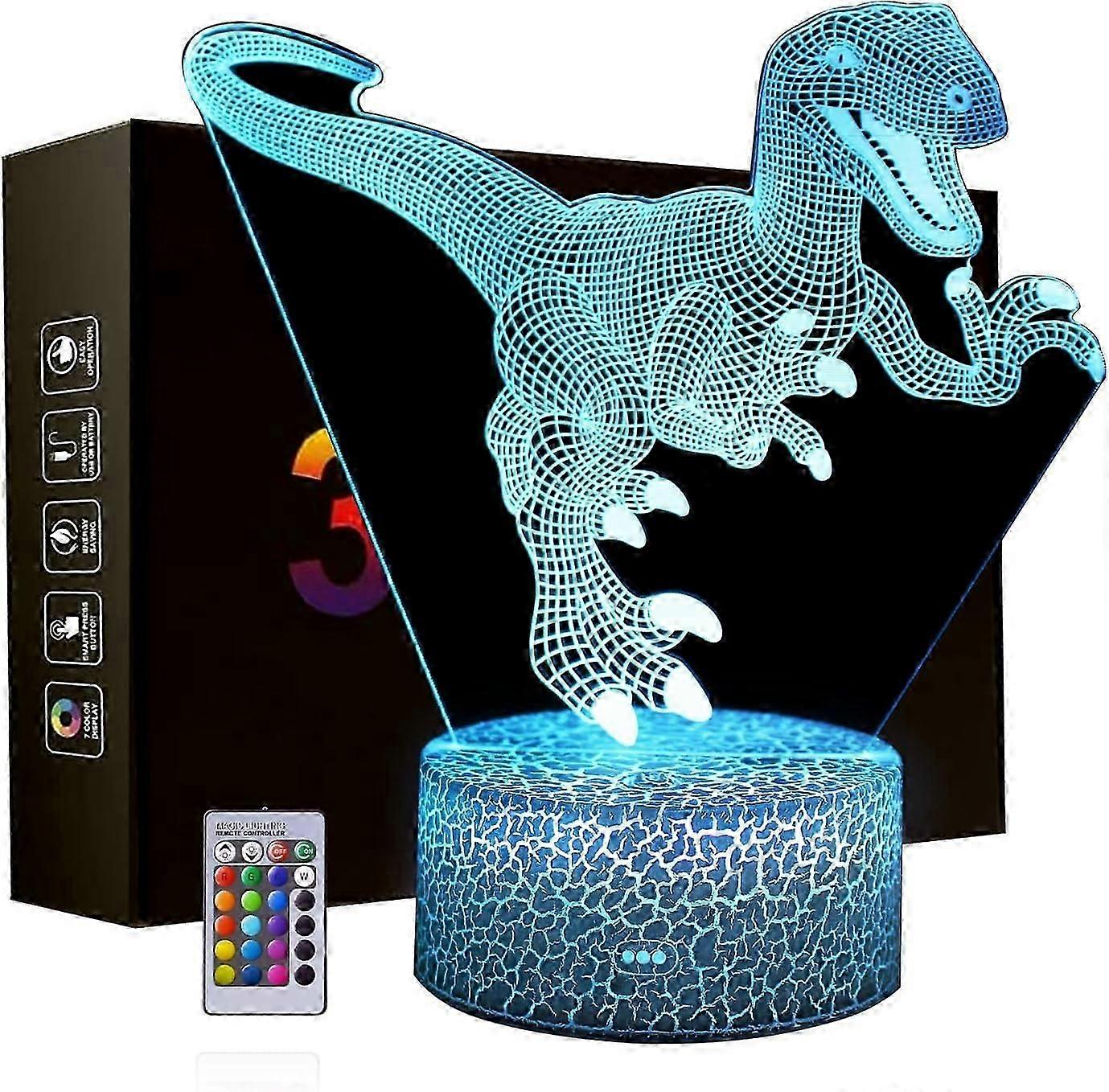 Dinosaur Night Lights,3D T-Rex Illusion Light 16 Colors Changeable Lamp