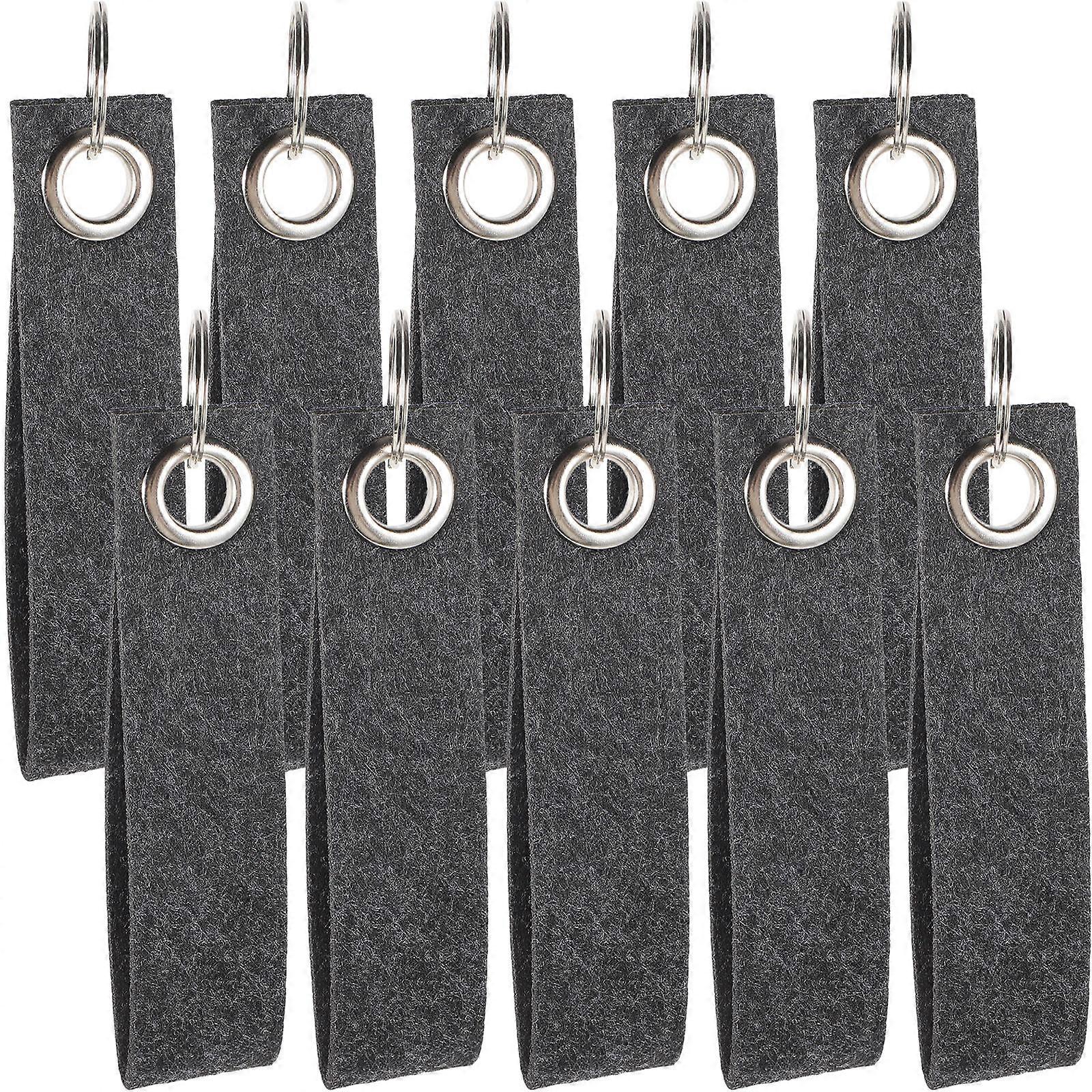 100Pcs Felt Keychain Craft for DIY Dark Grey Felt Craft Key Chains Gift