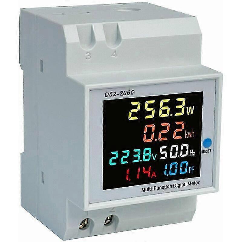 D52-2066 Single-Phase Smart Energy Meter with LCD Display, Rail-Mounted for Home Electricity Monitoring