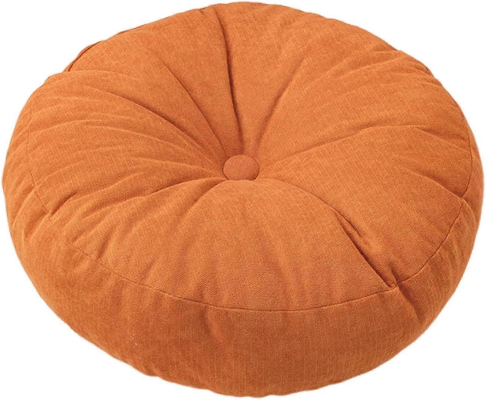 Meditation Floor Cushion Round Floor Pad For Indoor Use Orange Seat Cushion For Meditation
