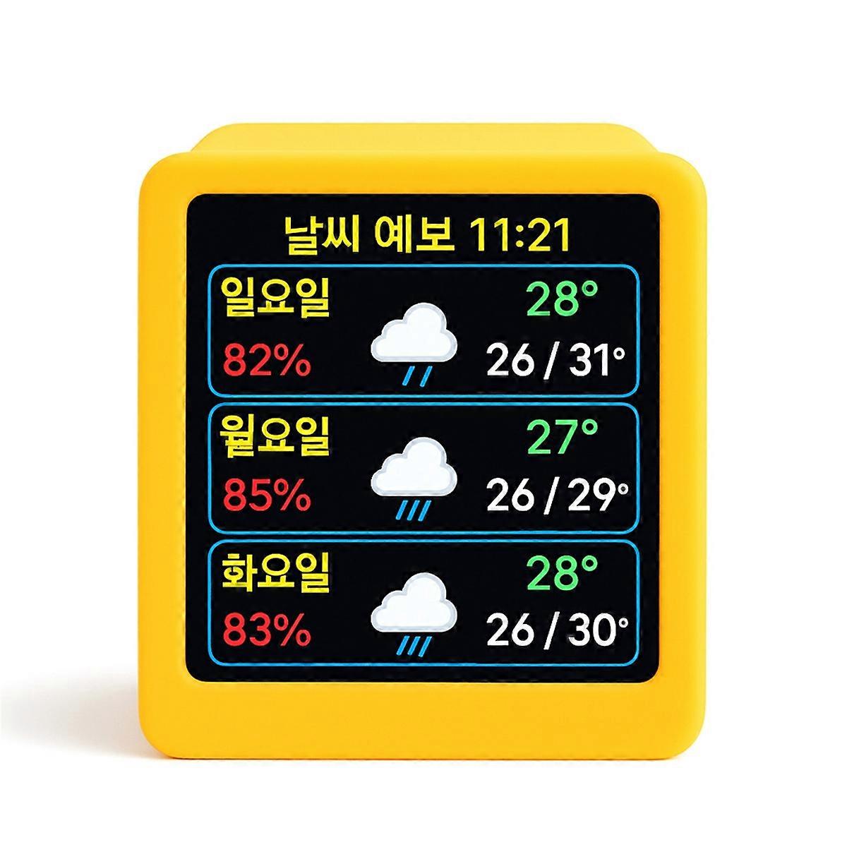 Korean Smart Wifi Weather Station Portable Desktop Display with Temperature Humidity Time Alarms Clo