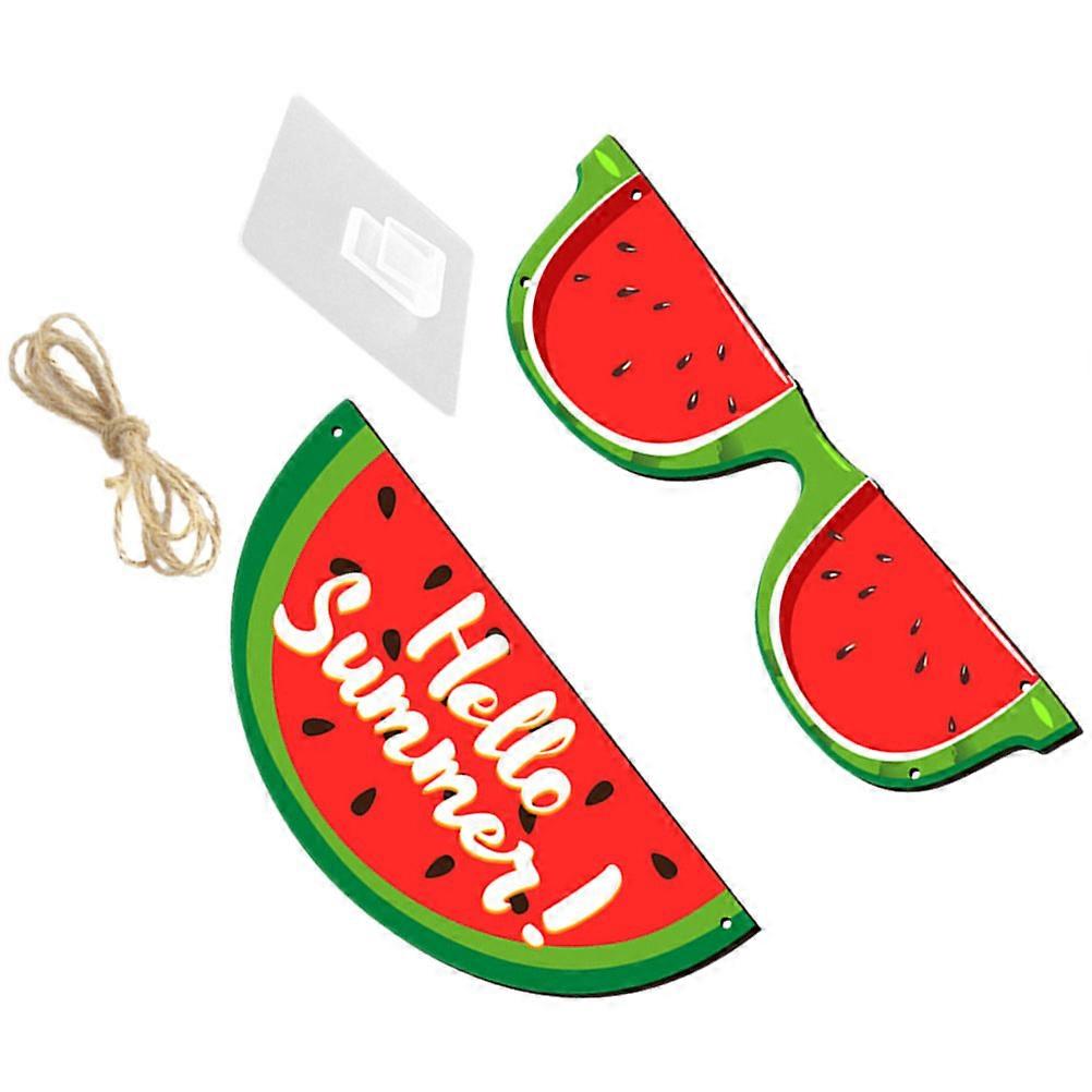 Summer Welcome Sign Watermelon Hanging Sign for Decor 5Sets