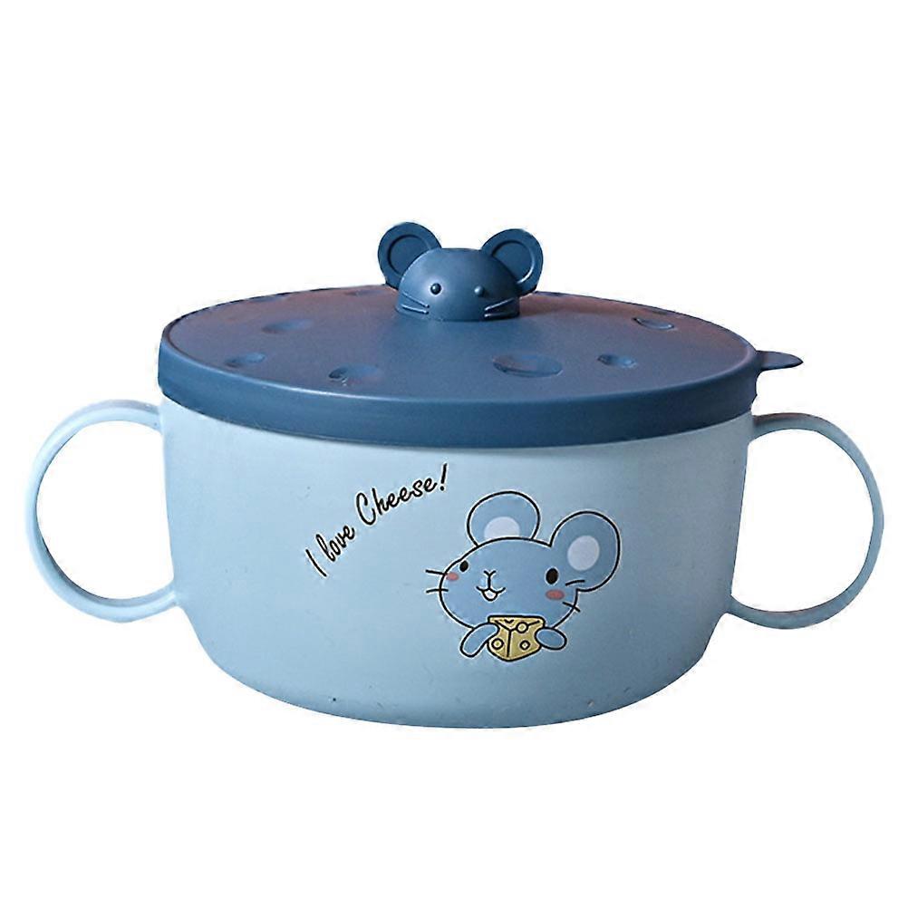 Round Cartoon Soup Bowl For Children In Blue 650 ML Designed For Home Use With Thermal Insulation 1Set