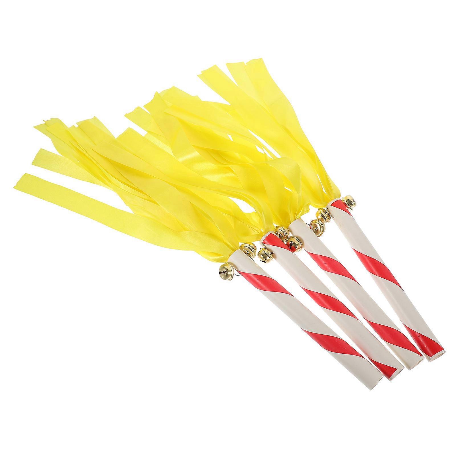 16Pcs Cheerleading Pompom Stick for Party Use Yellow PVC Sticks