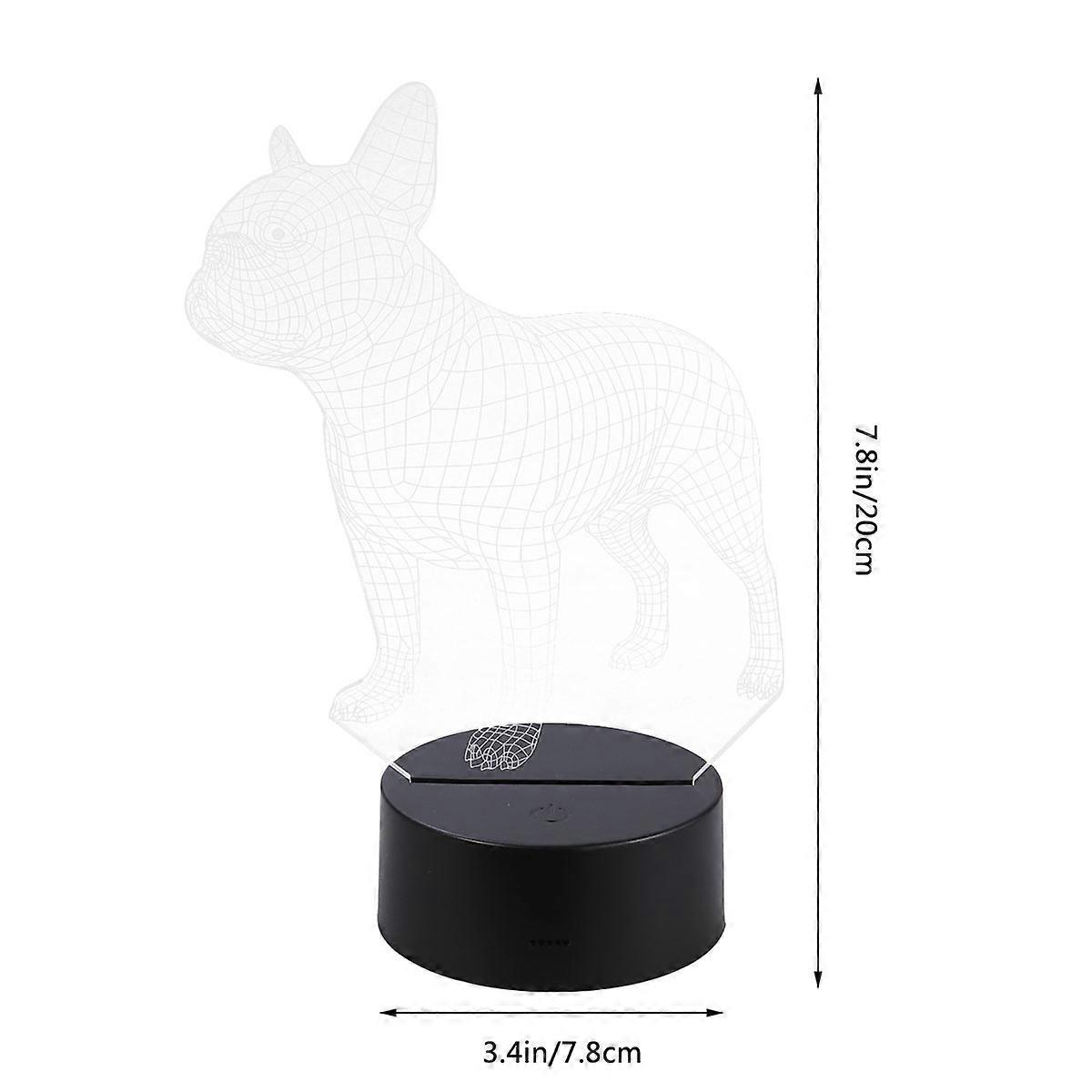 Table Lamp French Bulldog 3D LED Acrylic Color Changing Touch 2Pcs Night Lamp